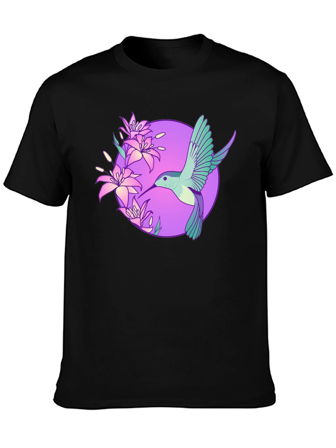 Black Hummingbird Floral T-Shirt - Black view 3