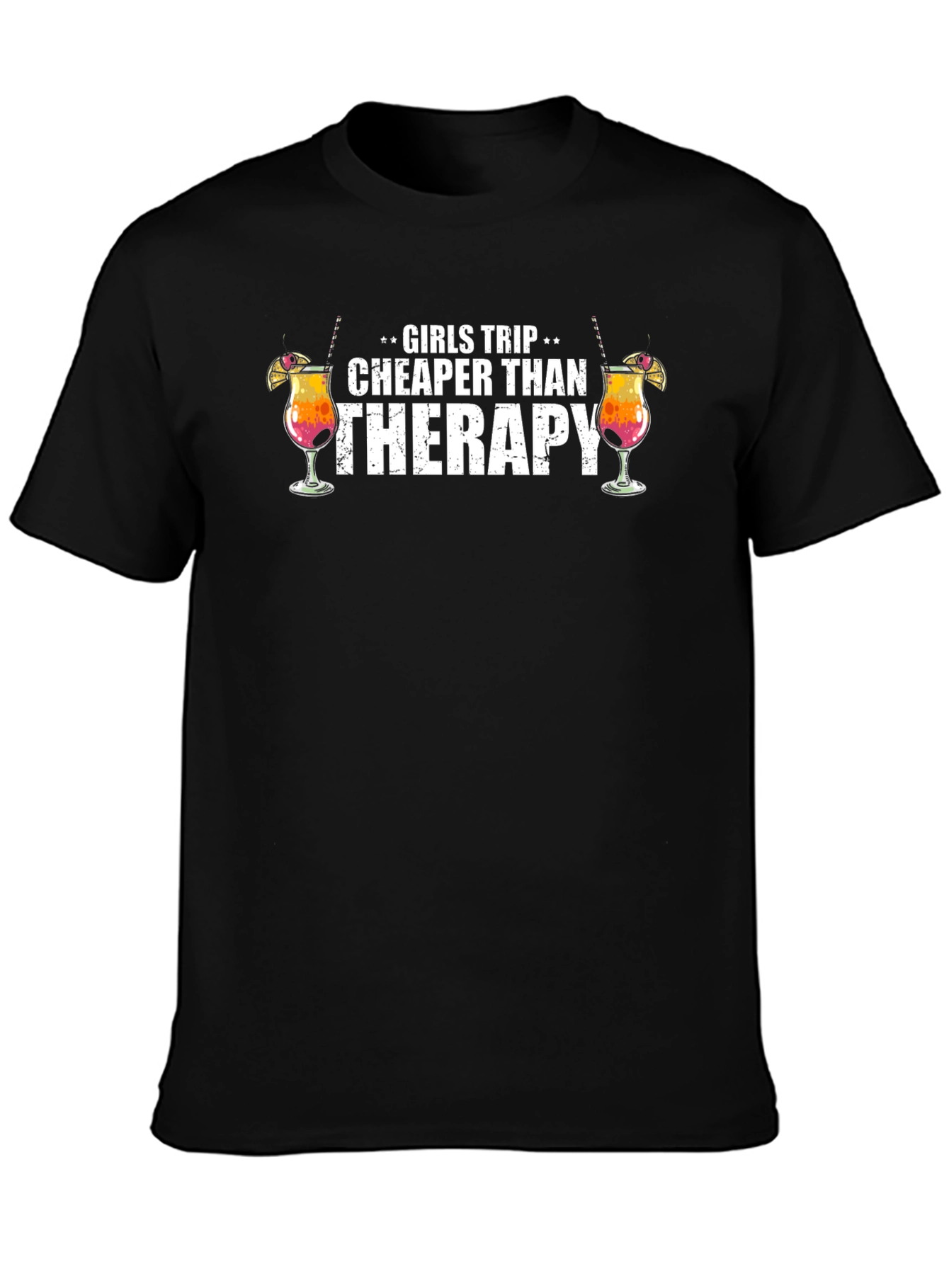 Black Girls Trip Cheaper Than Therapy T-Shirt view 3
