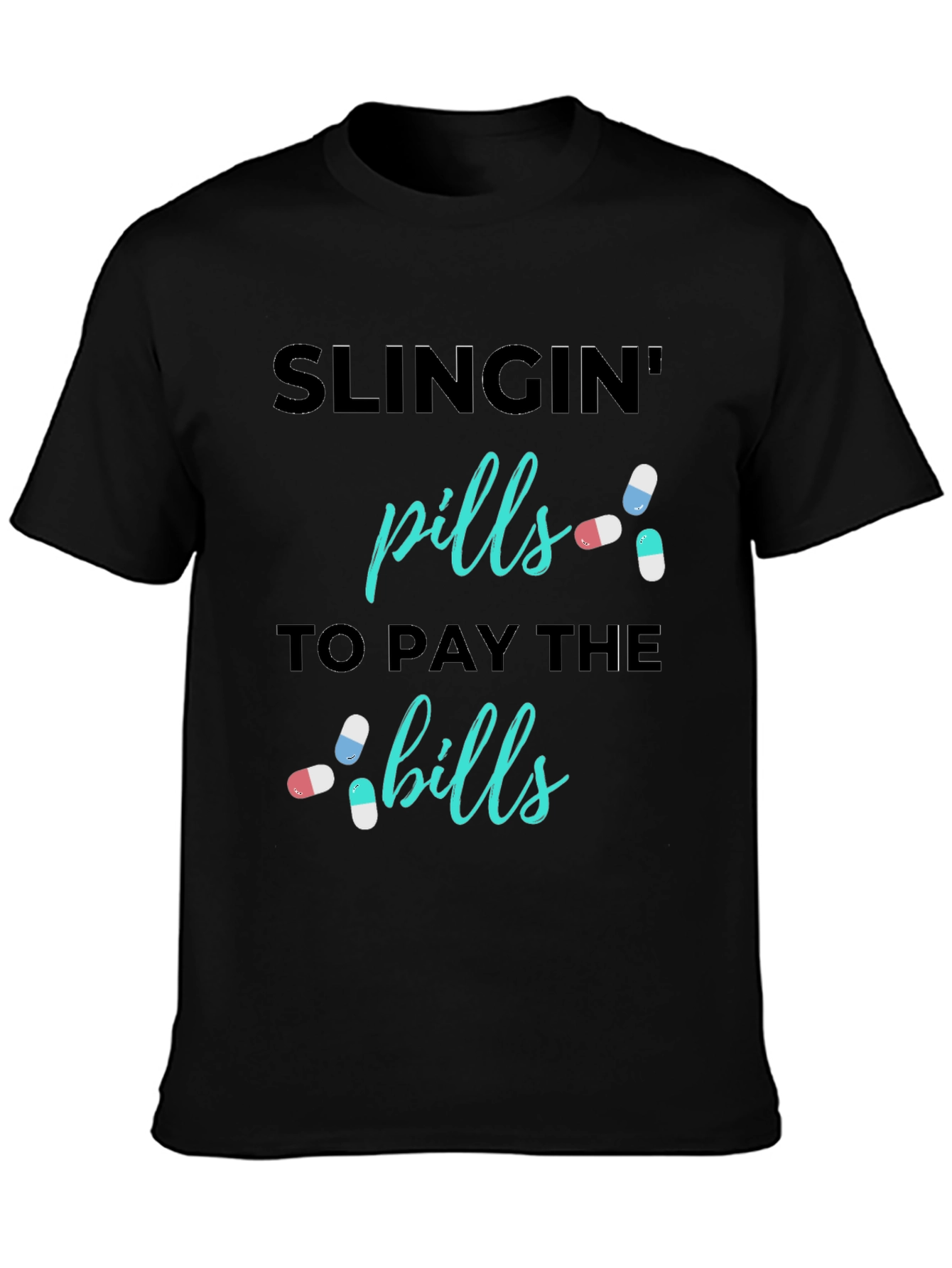 Black Slingin' Pills Graphic Tee - Funny Medical Humor T-Shirt view 3