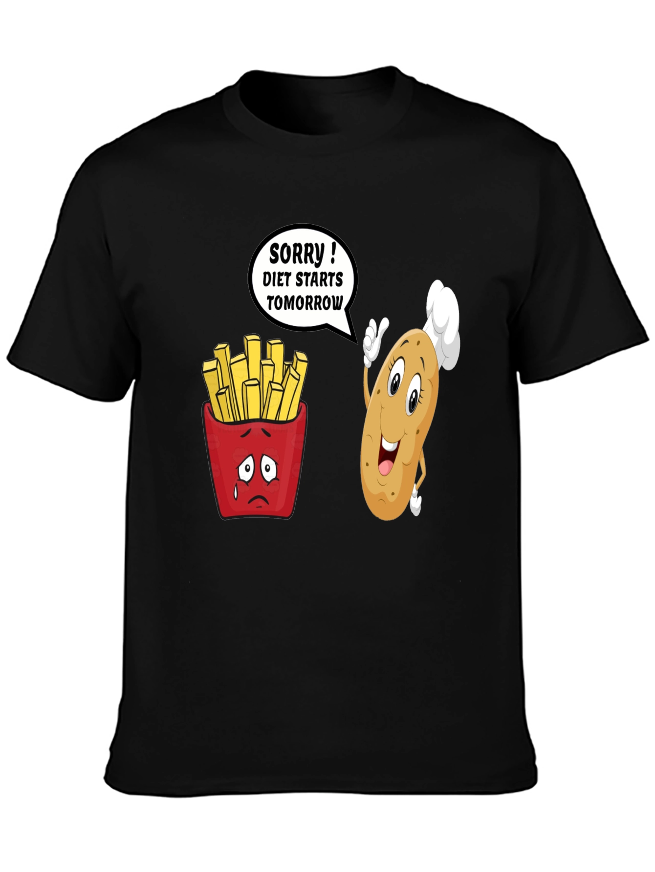 Black Diet Starts Tomorrow Funny T-Shirt view 3