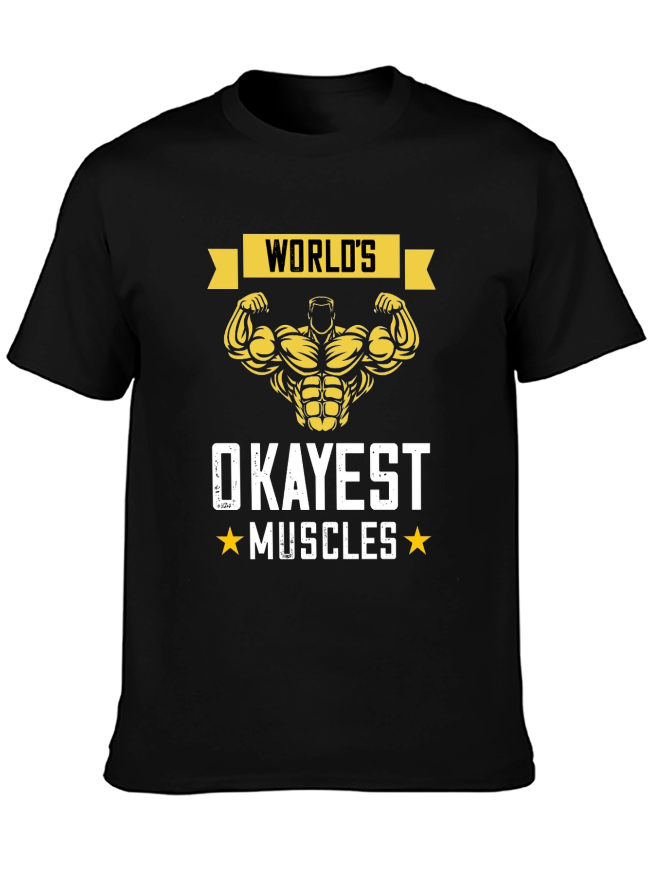 Black World's Okayest Muscles Graphic T-Shirt view 3
