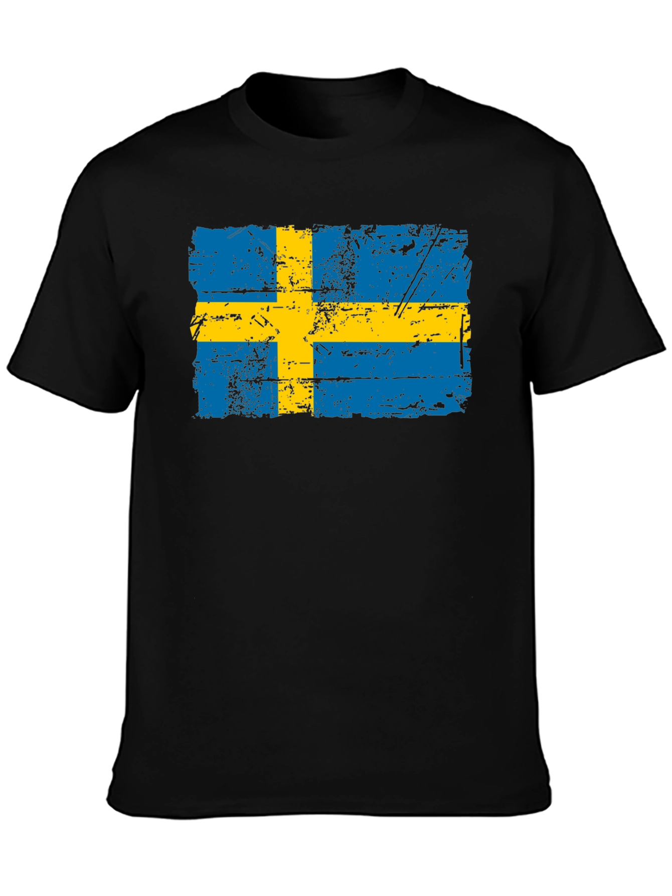 Black Sweden Flag Distressed T-Shirt view 3