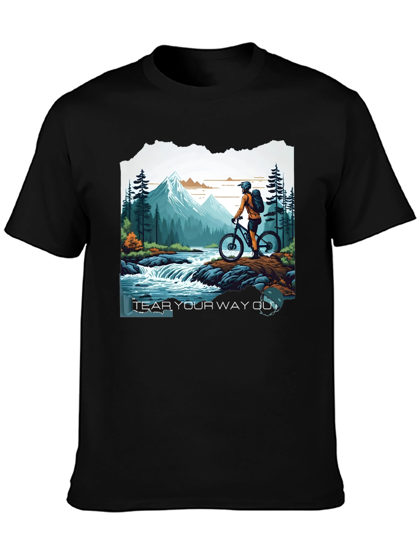 Black Mountain Biker Adventure Graphic Tee - "Tear Your Way Out" view 3