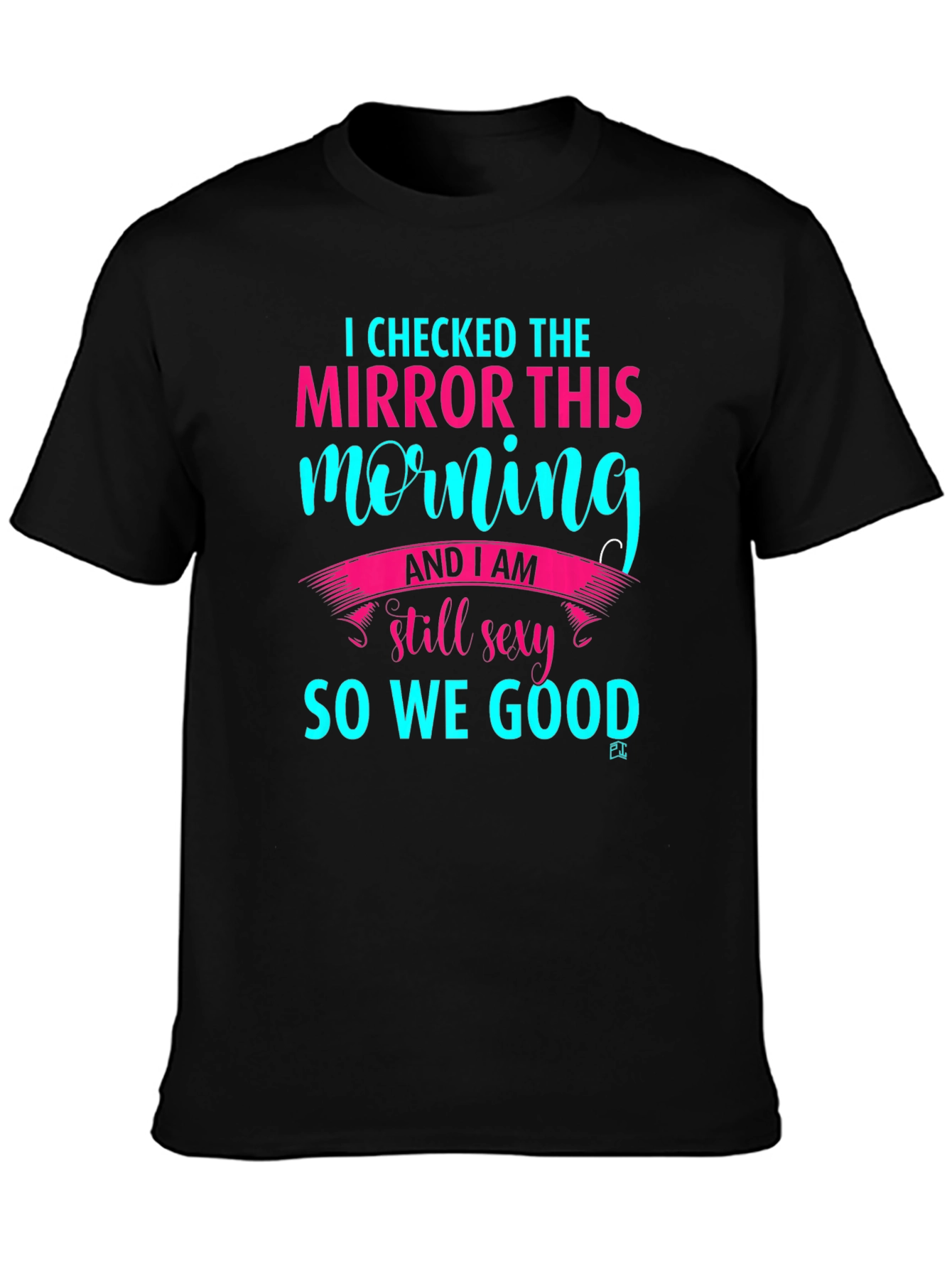 Black Funny I Checked Mirror T-Shirt - Black view 3