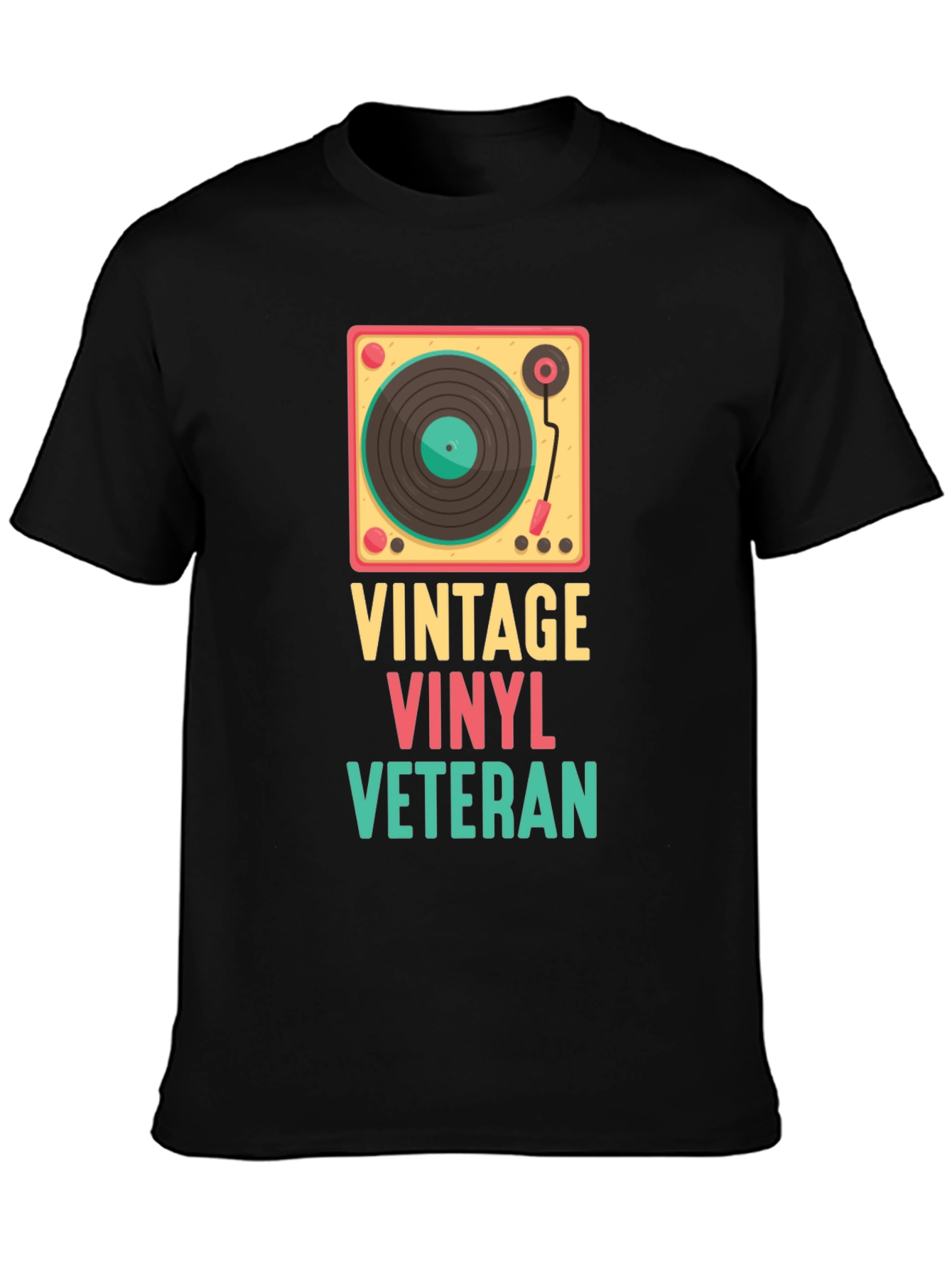 Black Vintage Vinyl Veteran Graphic Tee view 3