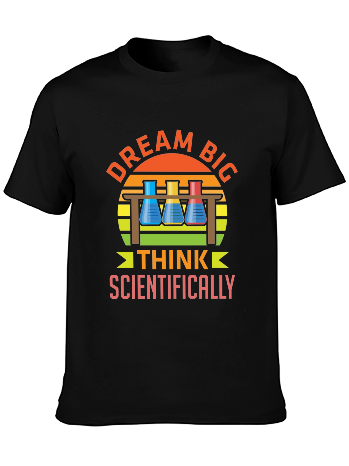 Black Dream Big Think Scientifically T-Shirt view 3