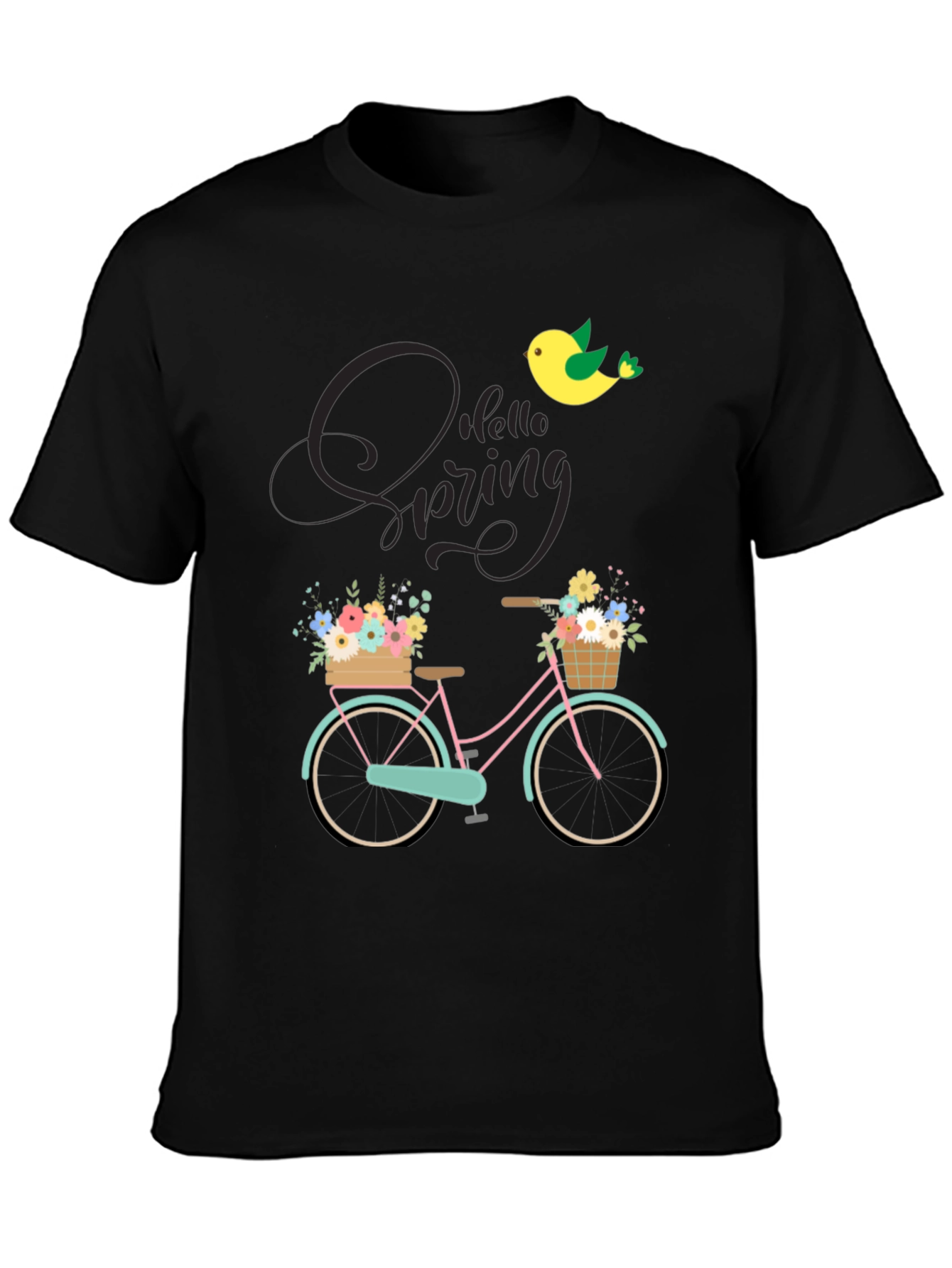 Black Spring Bicycle Graphic T-Shirt view 3