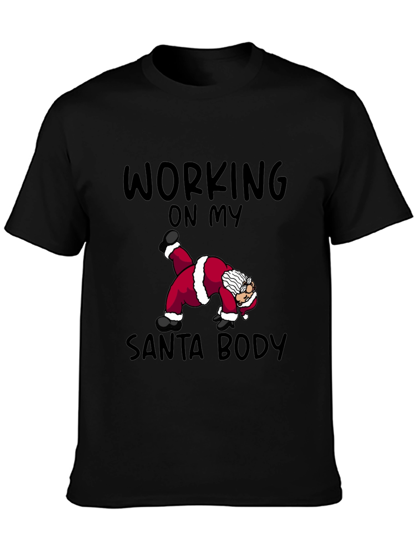 Black Funny Santa Workout T-Shirt view 3