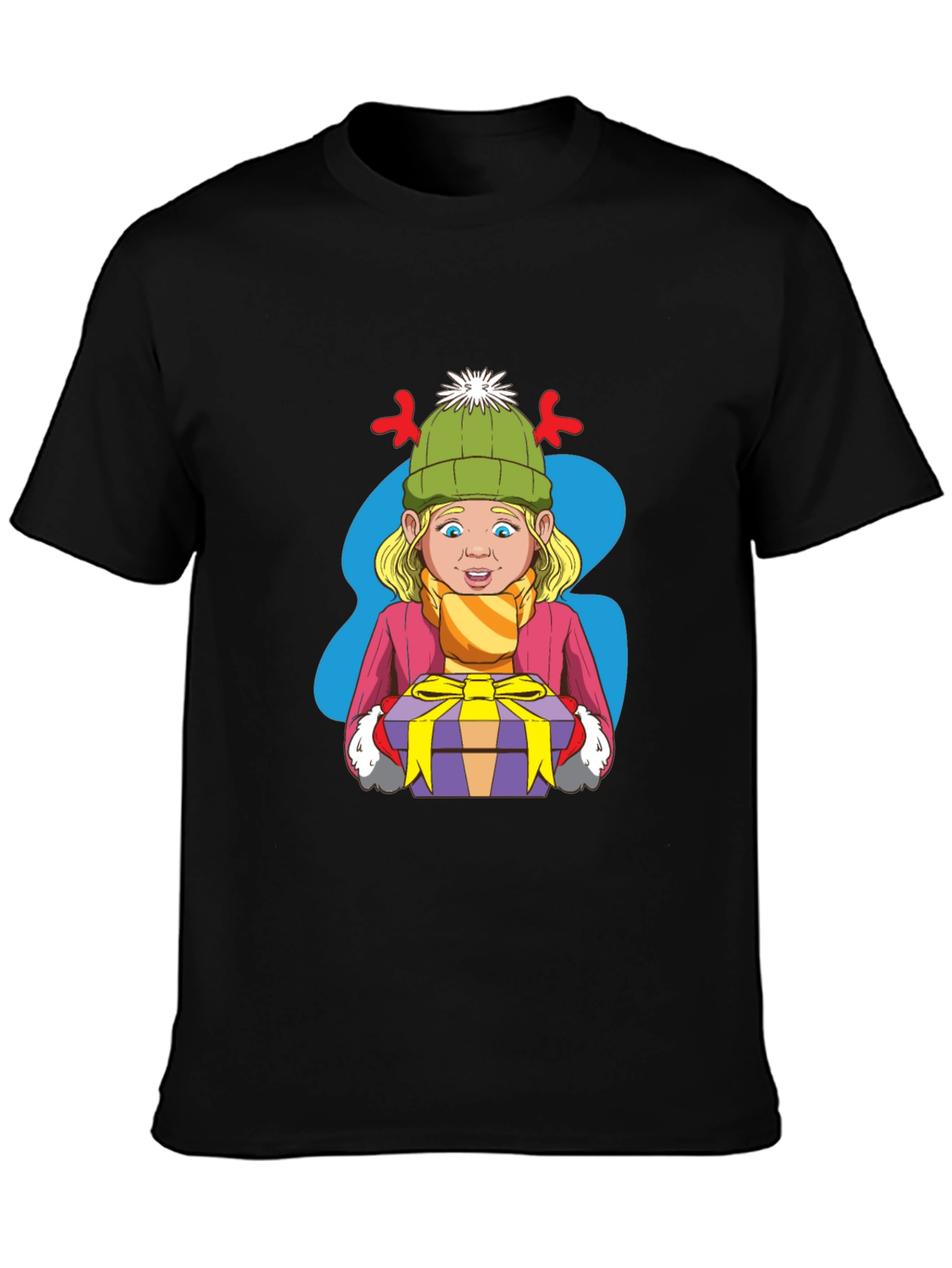 Black Festive Cartoon Graphic Tee view 3