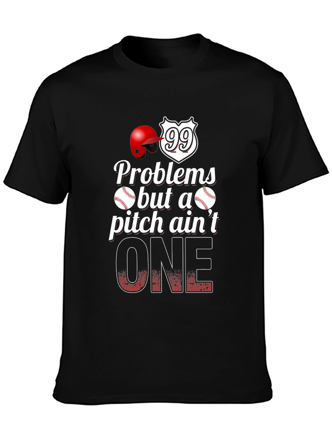 Black Baseball Problems Pitch Ain't One T-Shirt view 3