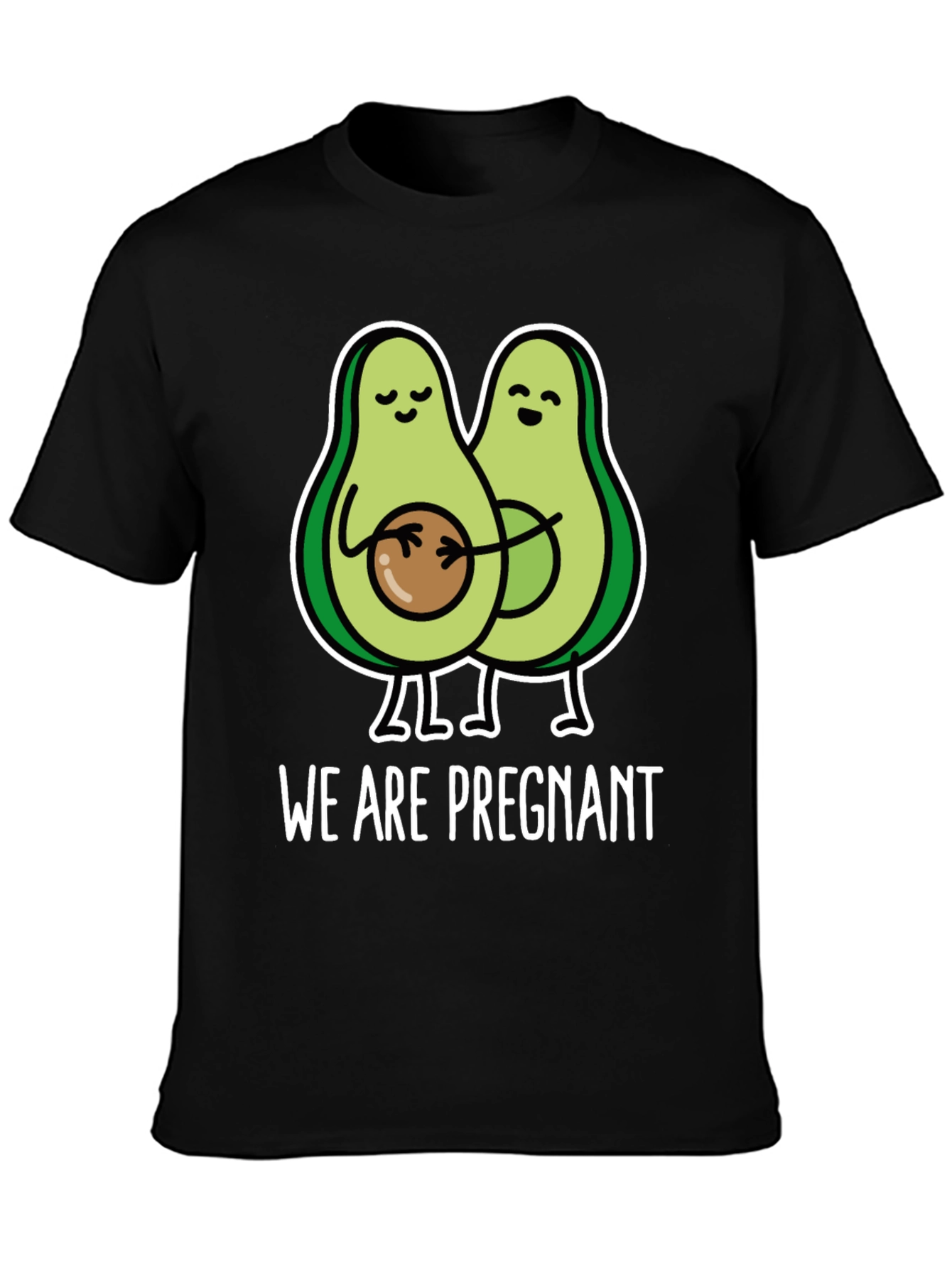 Black Funny We Are Pregnant Avocado Matching Couple T-Shirt view 3
