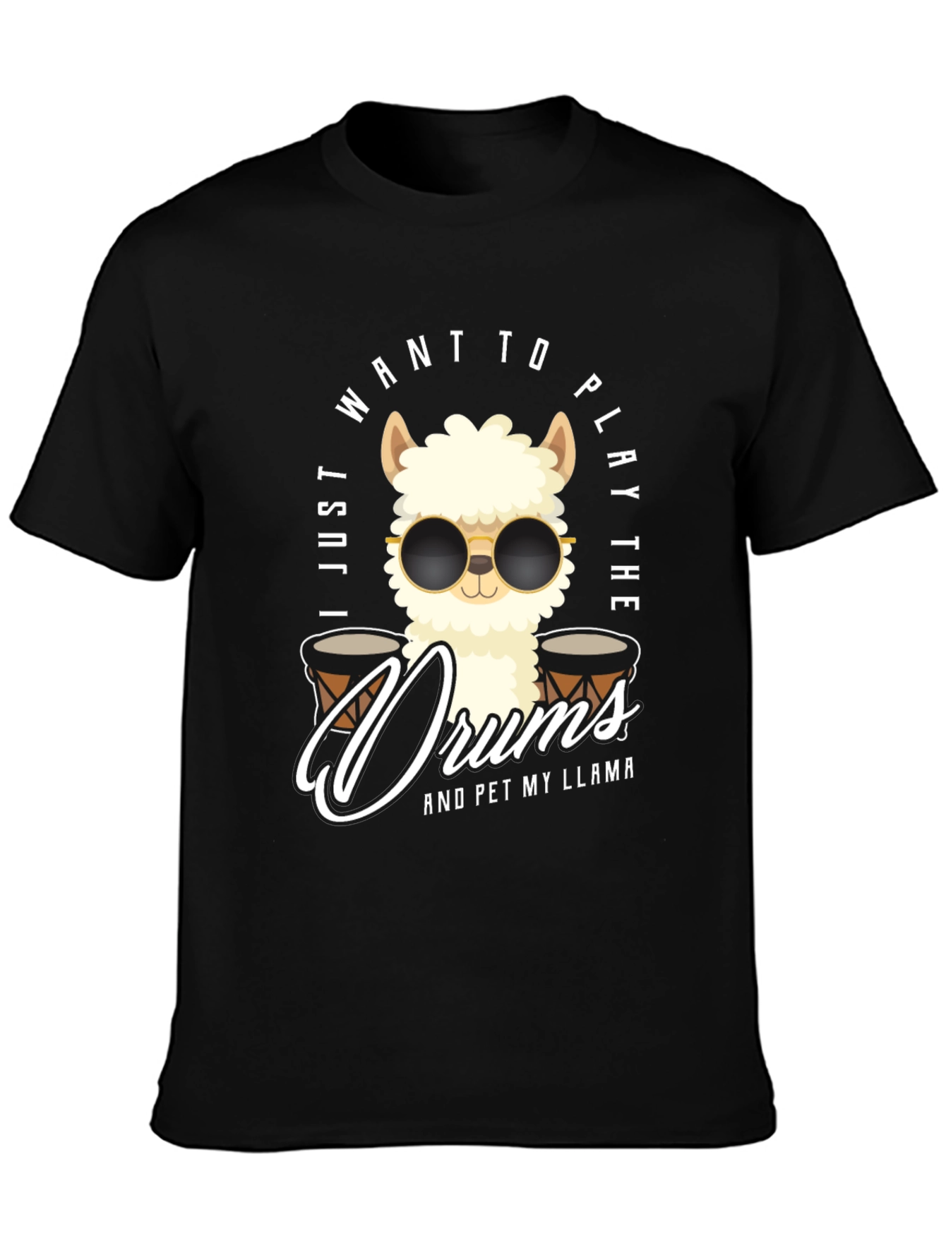 Black Play Drums Llama T-Shirt Funny Pet My Llama Tee view 3