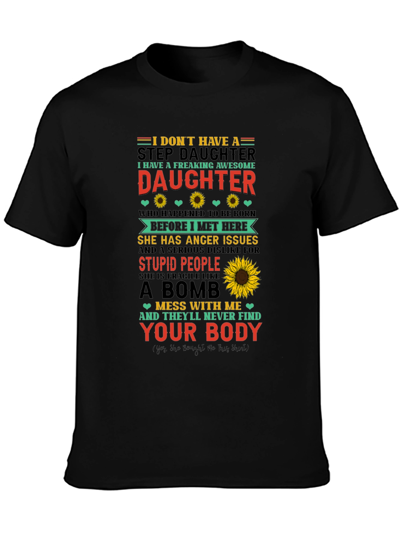 Black Awesome Stepdaughter Novelty T-Shirt view 3