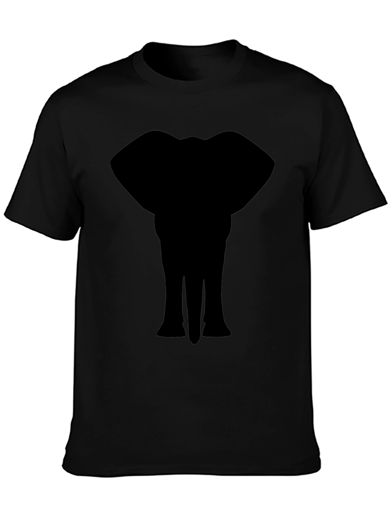Black Elephant Silhouette Graphic Print T-Shirt view 3