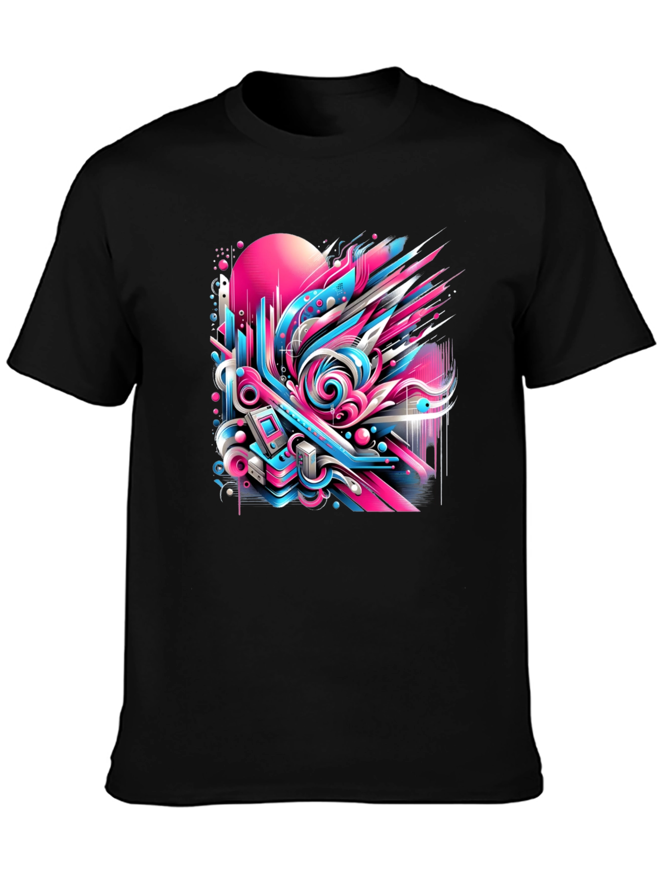 Black Retro Wave Graphic Tee view 3
