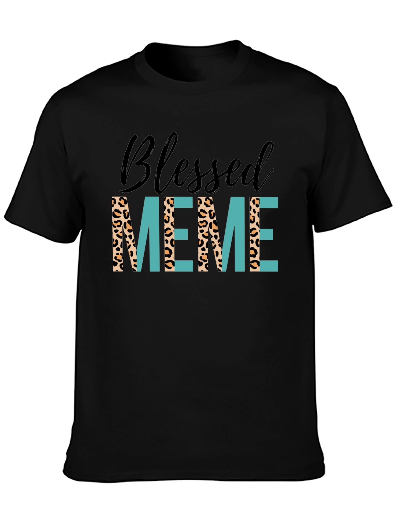 Black Blessed Meme Graphic Tee - Trendy Animal Print T-Shirt view 3