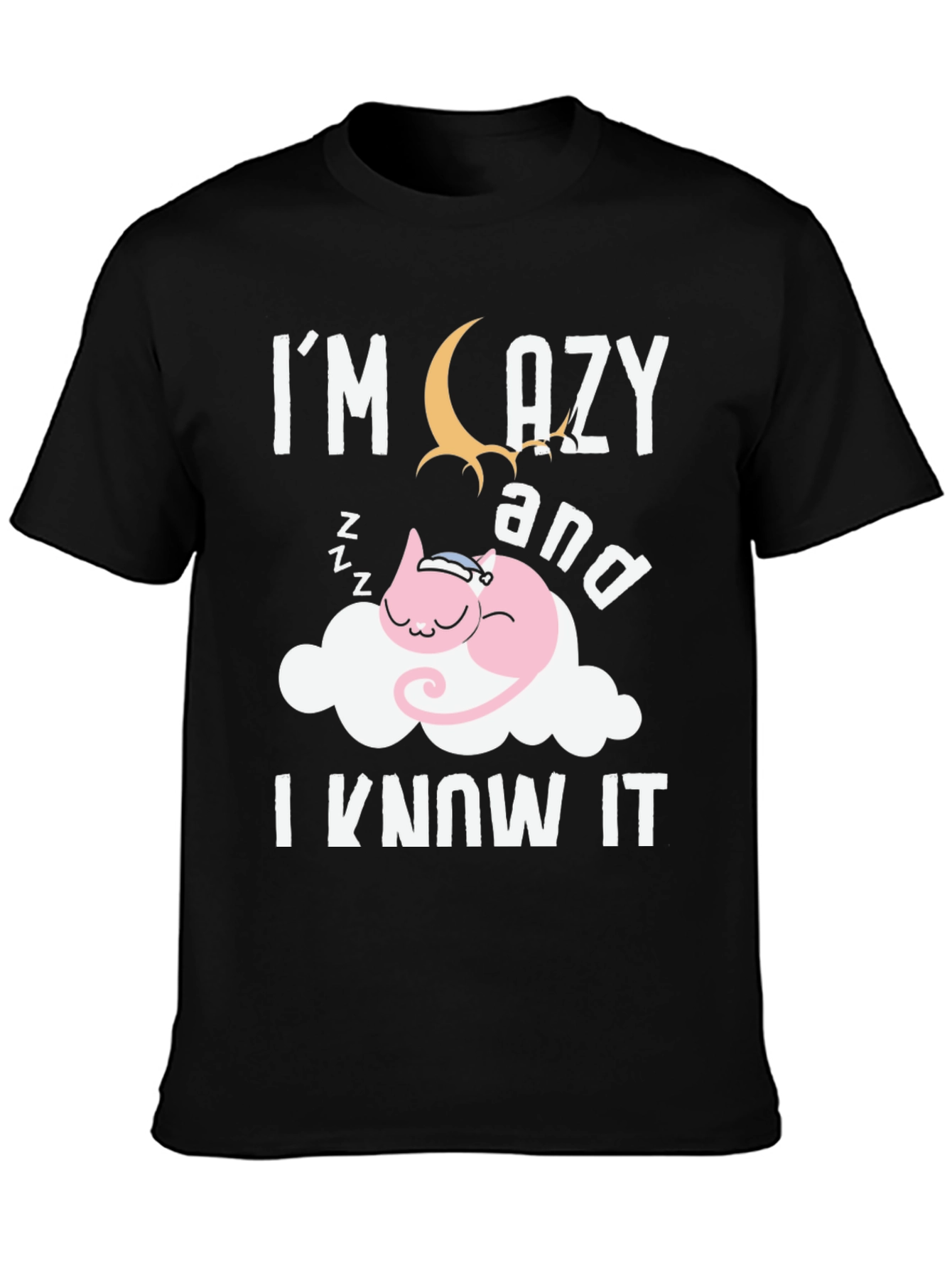 Black Lazy Cat Nap T-Shirt - Soft Cotton Blend view 3