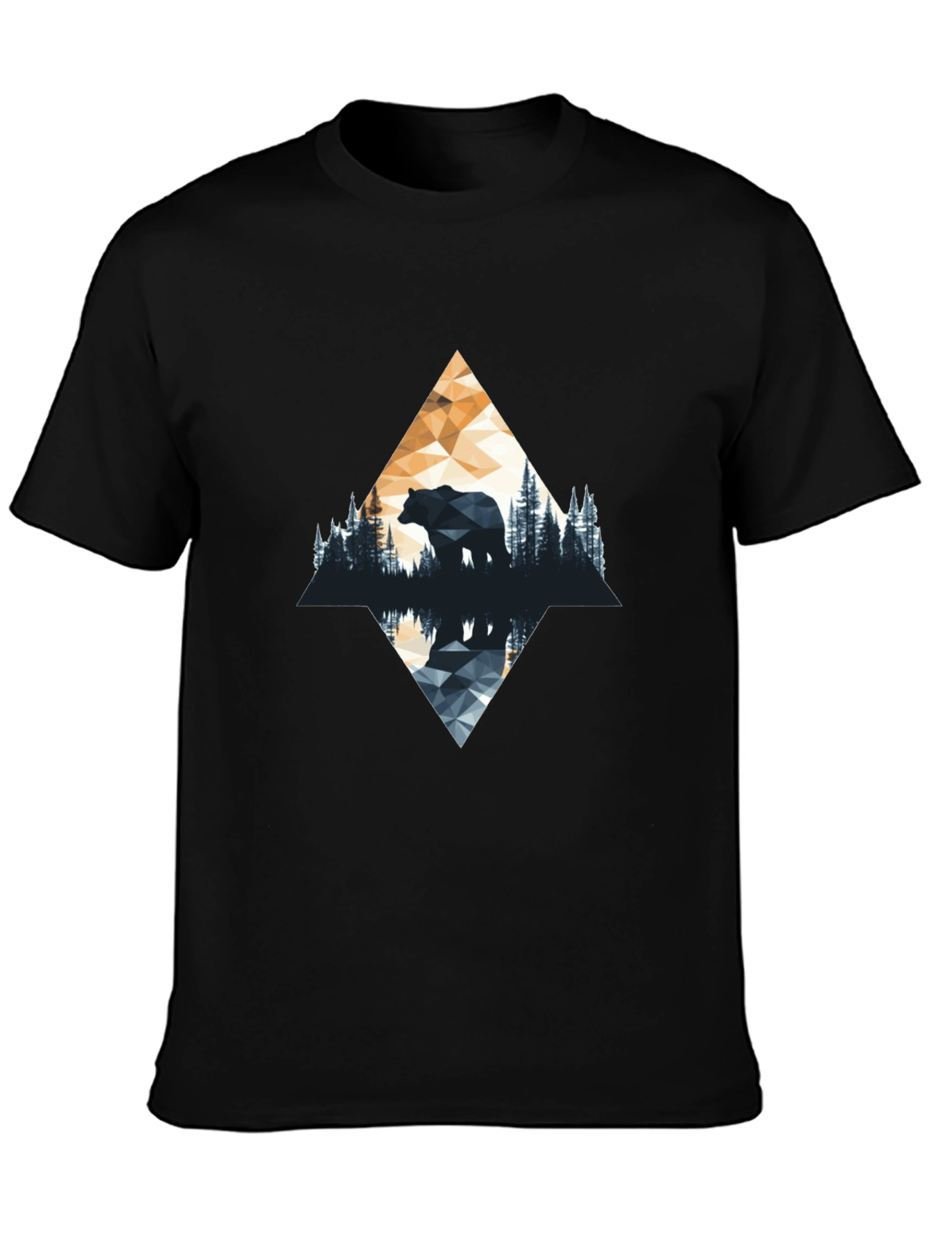 Black Geometric Bear Graphic T-Shirt - Nature Inspired view 3