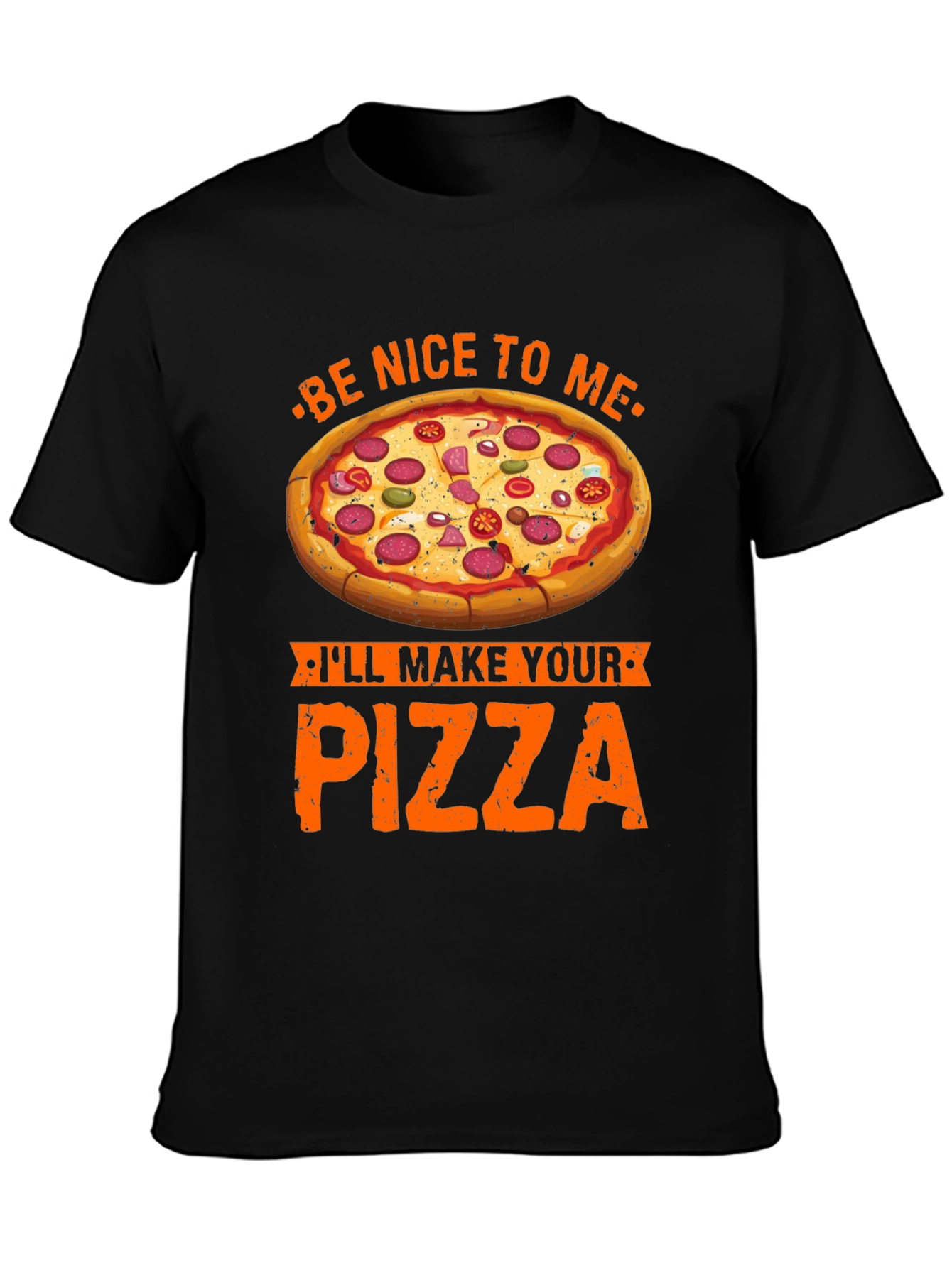 Black Funny Pizza Maker T-Shirt - Be Nice, I'll Make Your Pizza view 3
