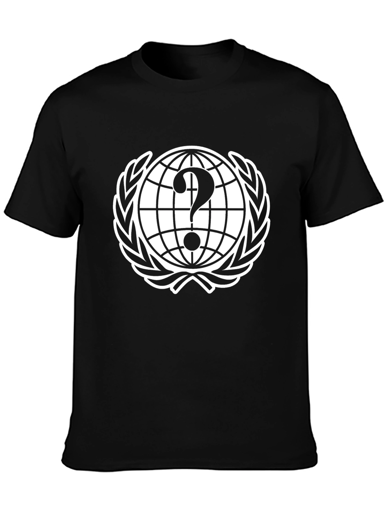Black Question Globe T-Shirt - Unisex Black Tee view 3