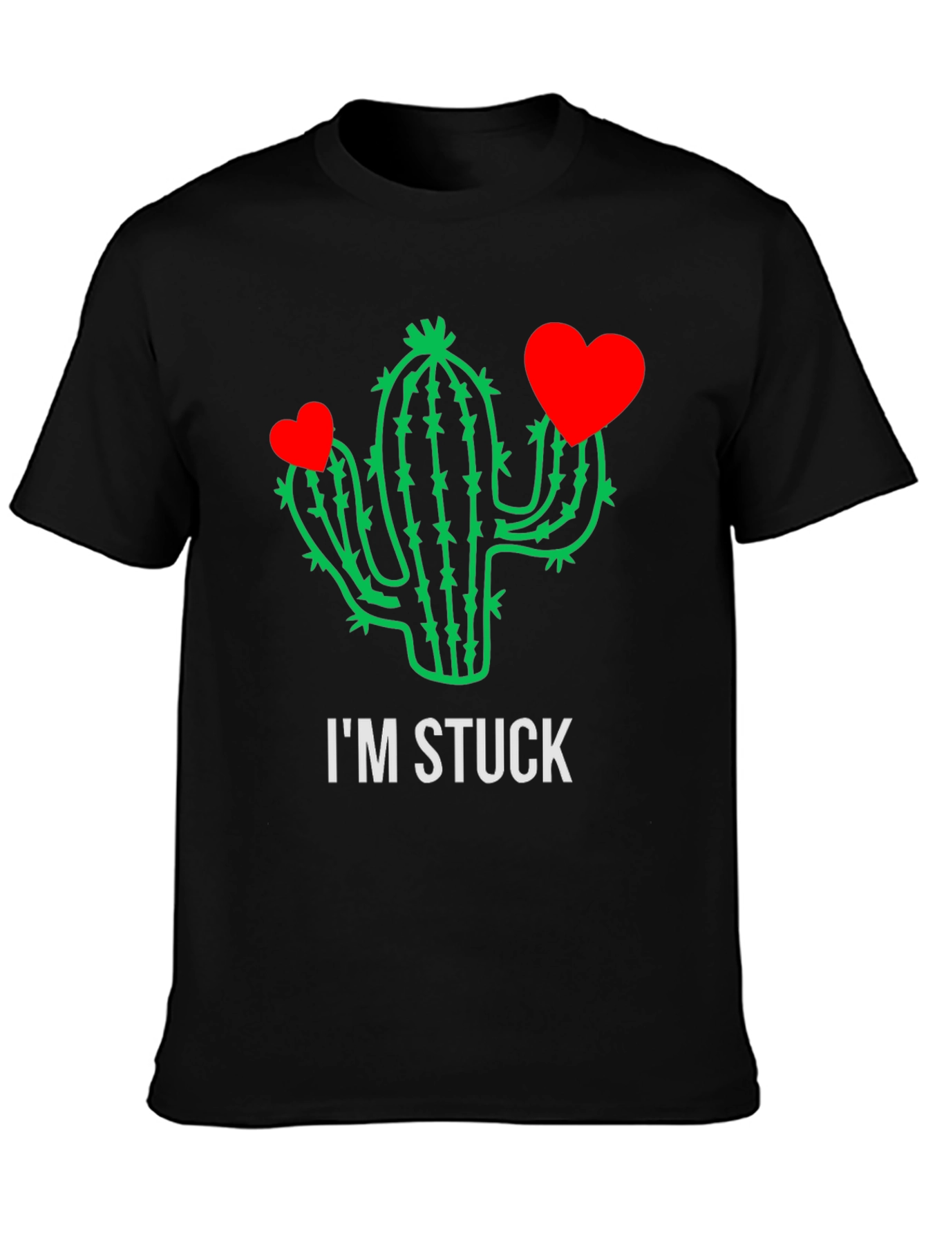 Black I'm Stuck Cactus T-Shirt - Funny Graphic Tee view 3