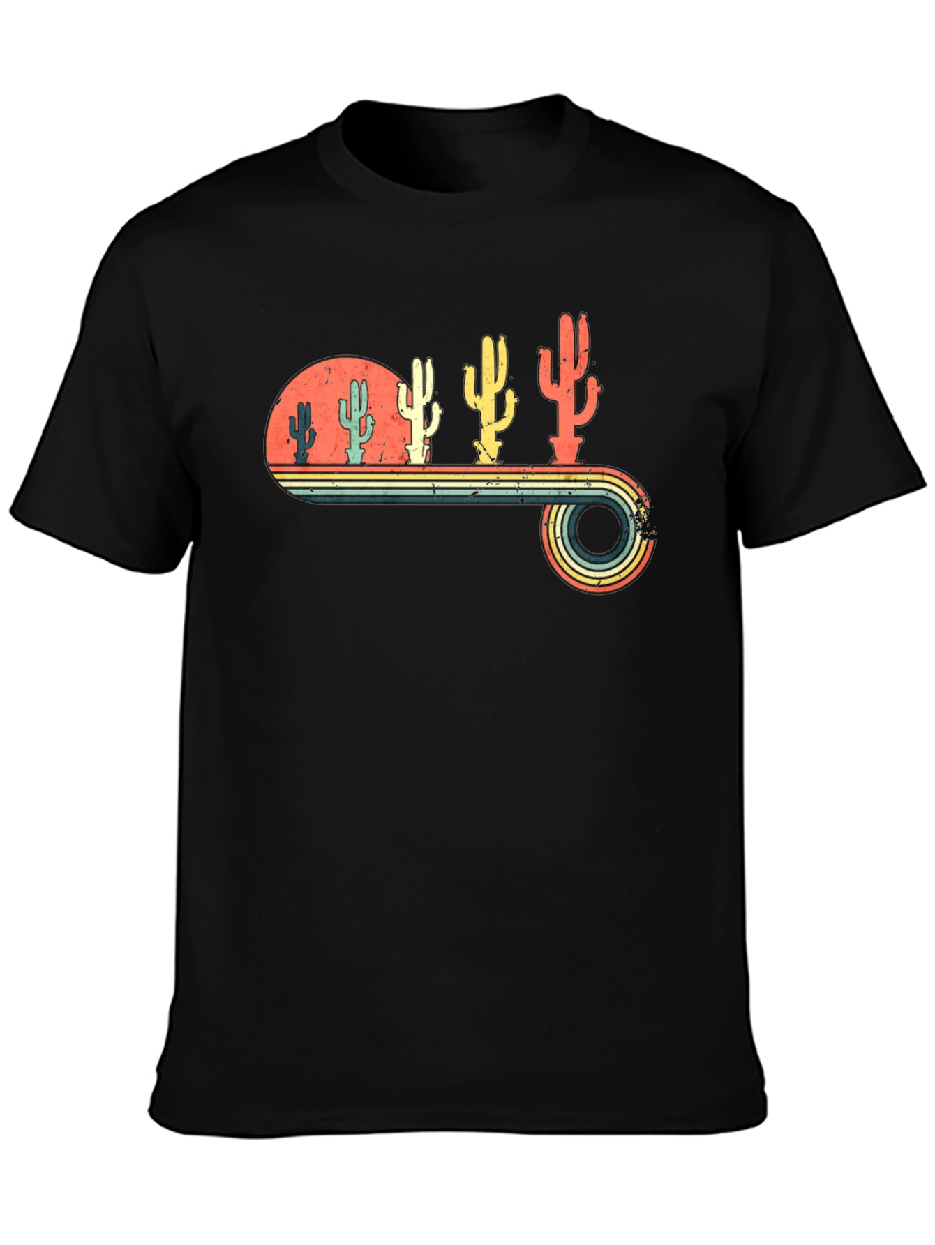 Black Retro Cactus T-Shirt view 3