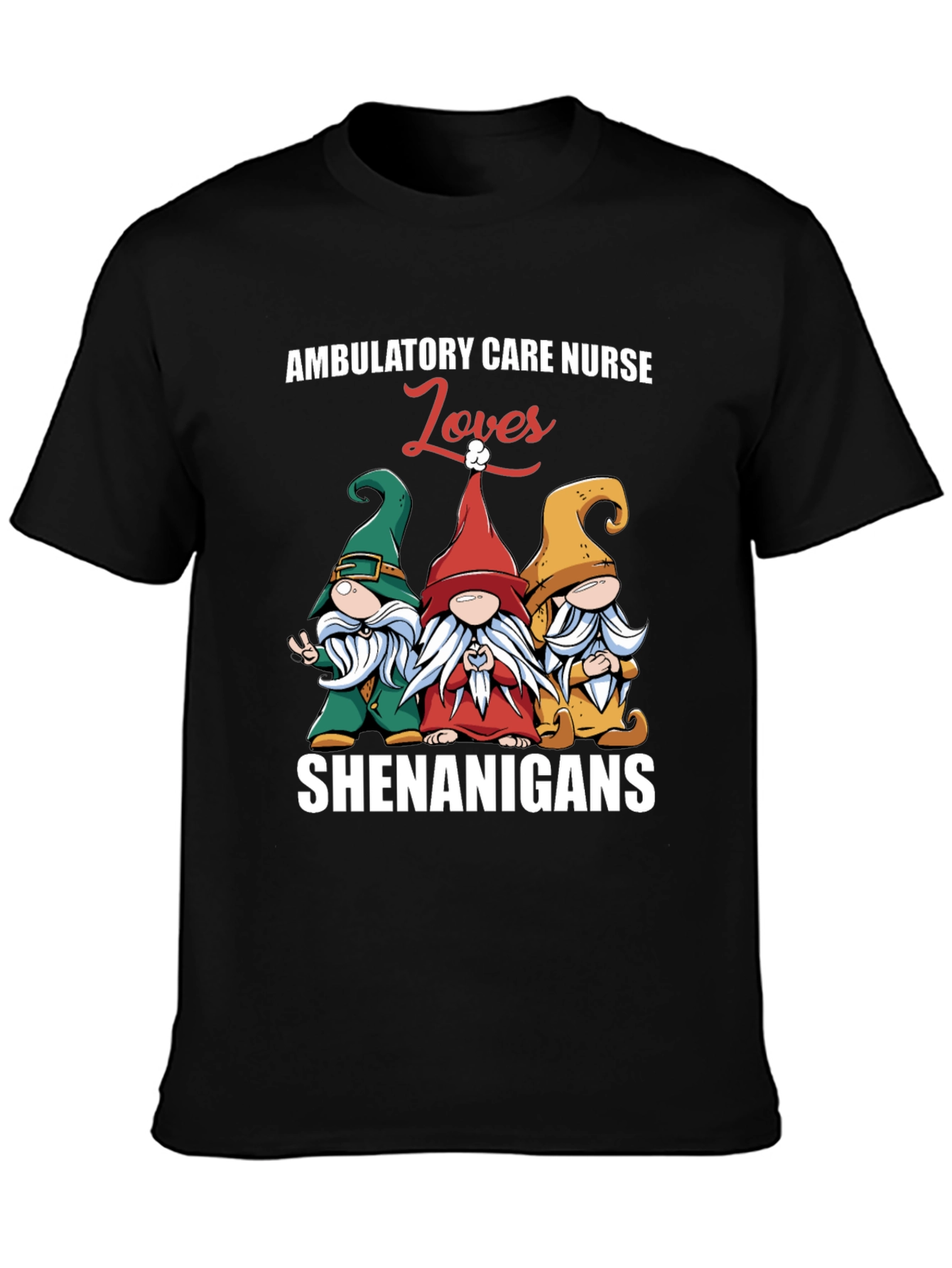 Black Ambulatory Care Nurse Loves Shenanigans T-Shirt view 3