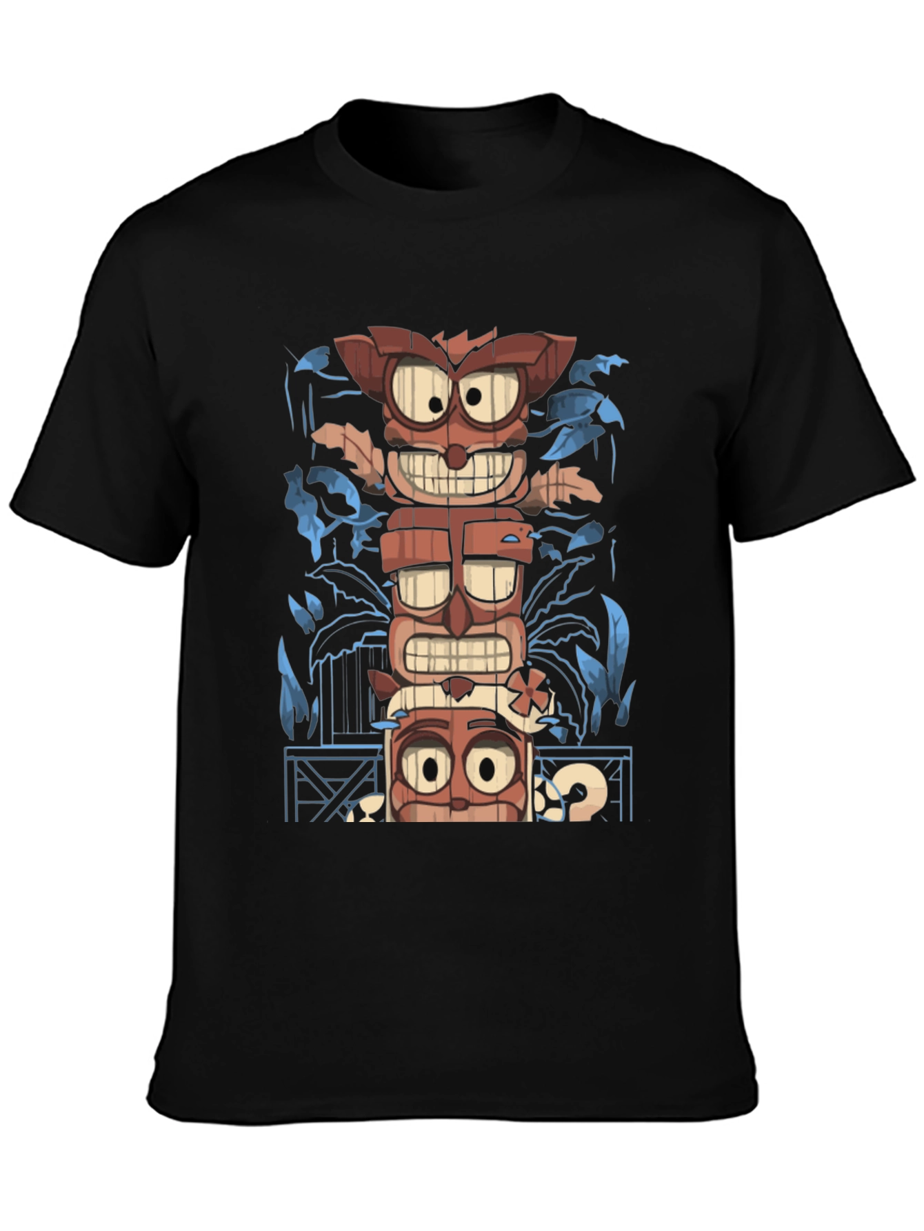 Black Tiki Totem Graphic Tee - Island Vibes T-Shirt view 3