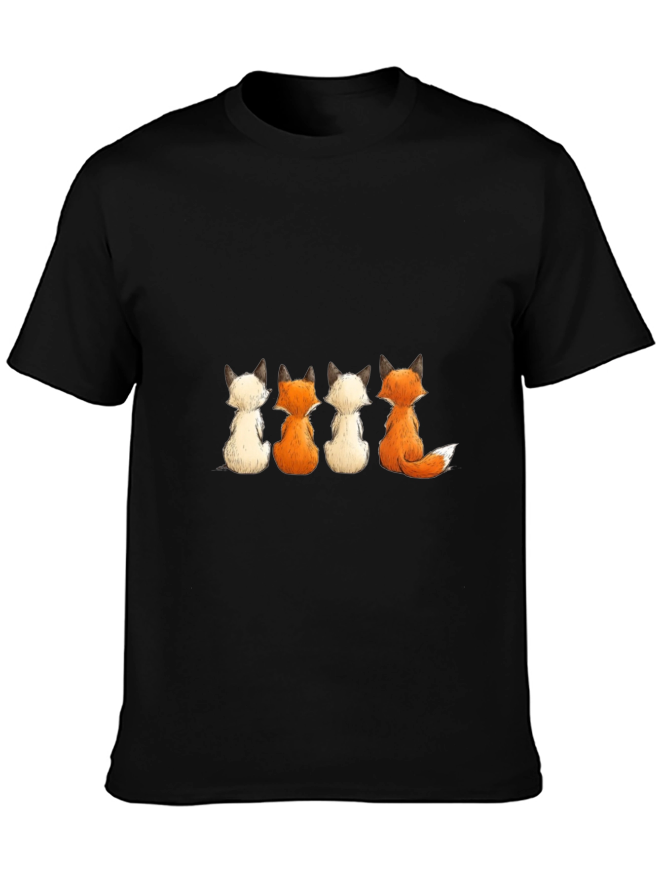 Black Fox Family Graphic Tee - Black Cotton Blend view 3
