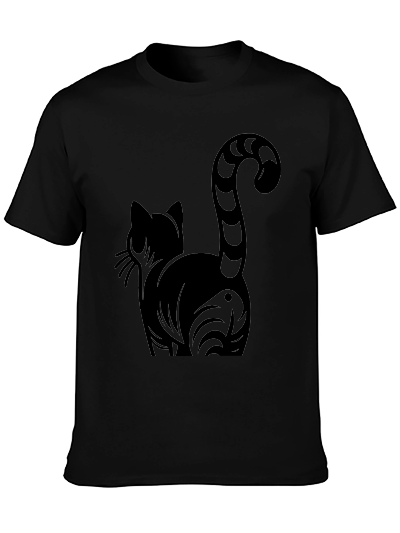 Black Stylish Black Cat Graphic Tee view 3