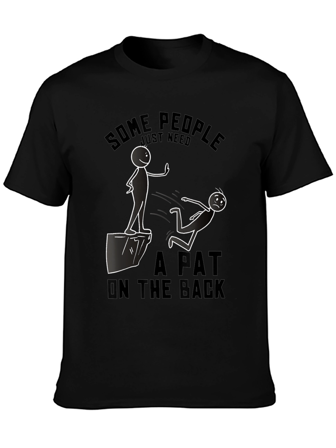 Black Humorous "A Pat on the Back" Graphic T-Shirt view 3