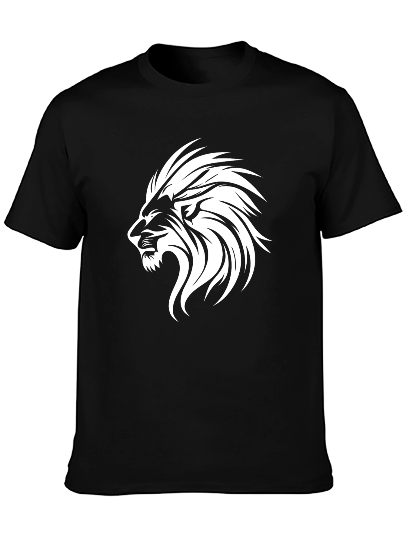 Black Bold Lion Graphic Print Men's Black T-Shirt view 3