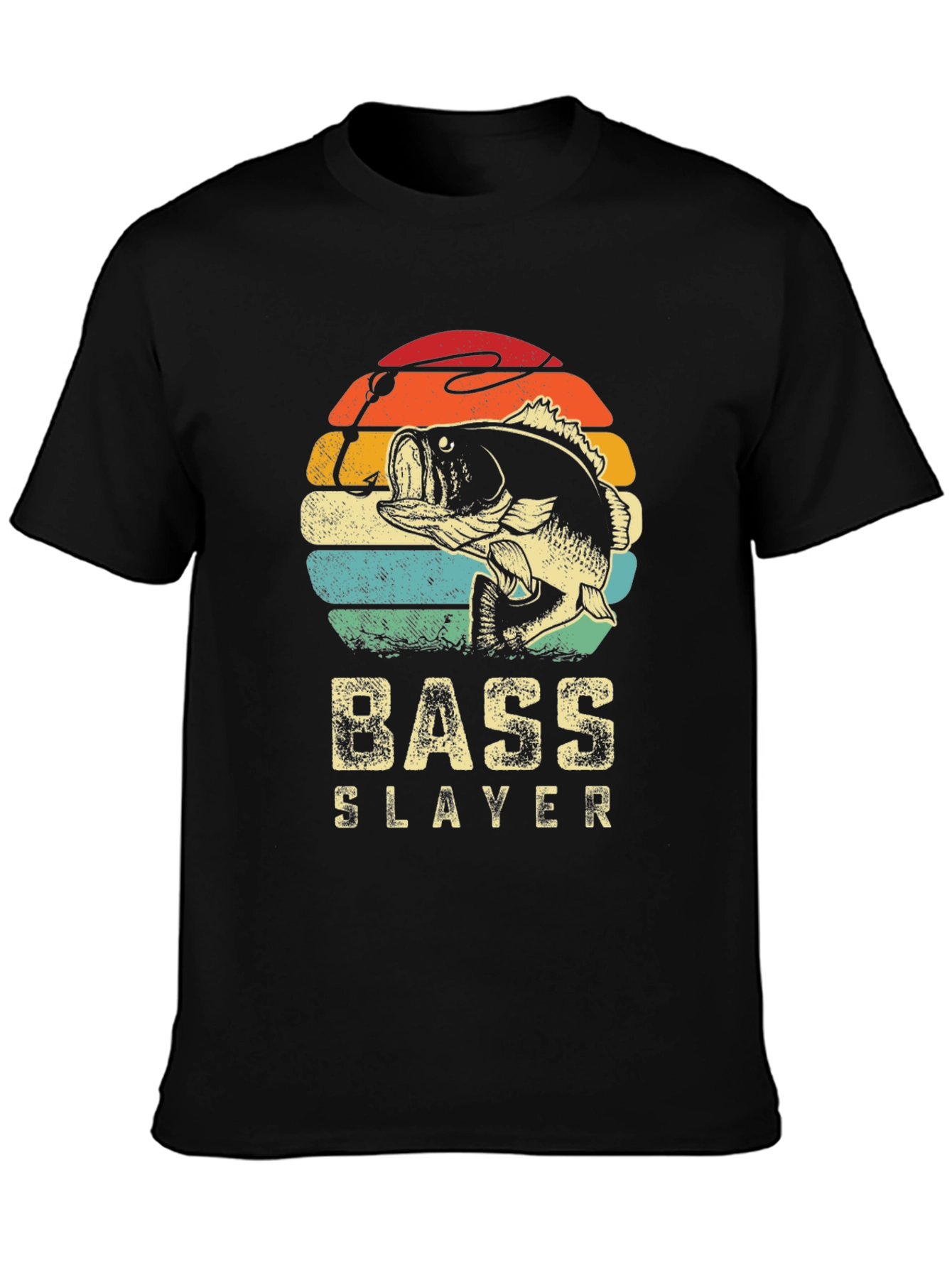 Black Bass Slayer Graphic Tee - Retro Fishing Shirt view 3