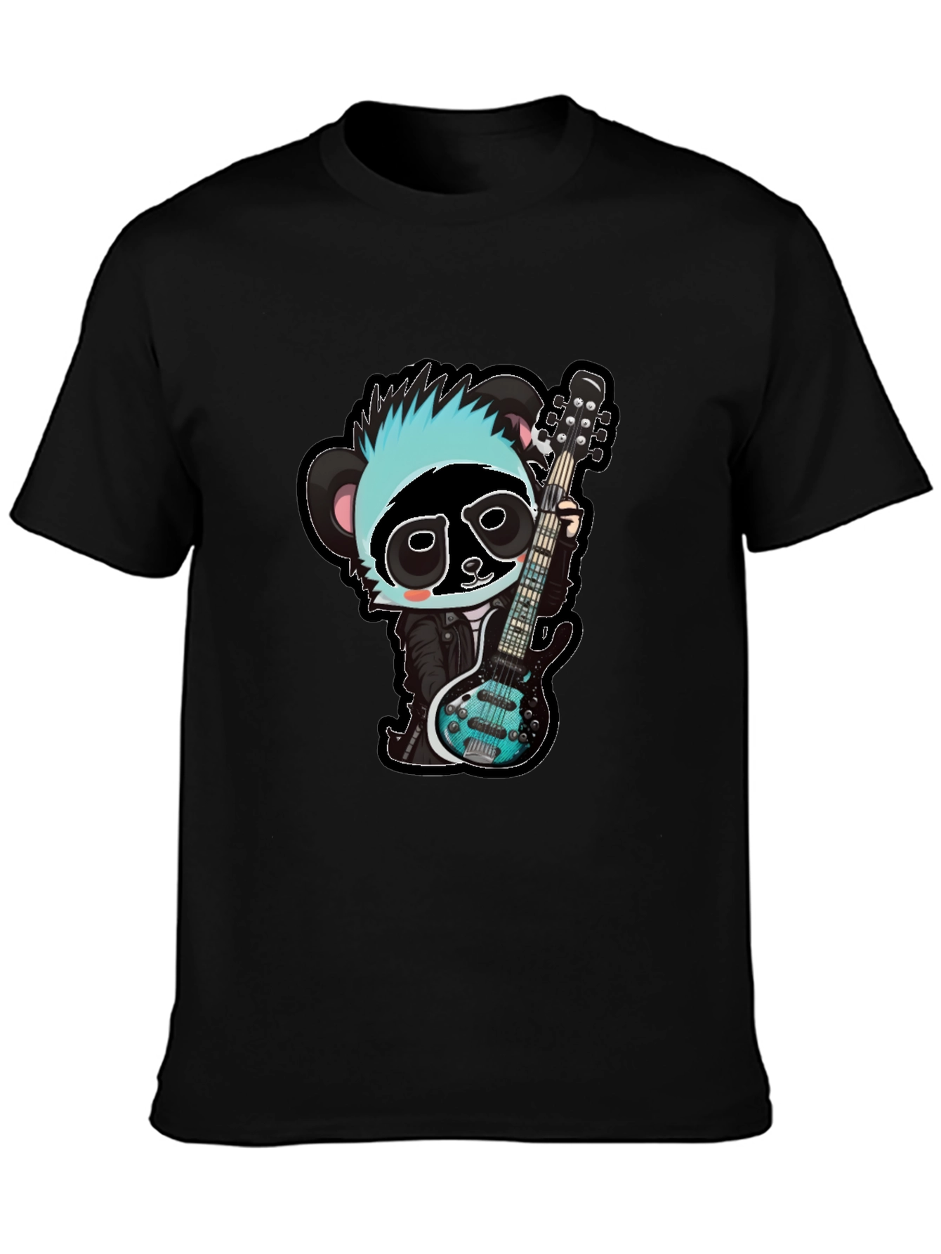 Black Rockin' Panda Graphic Tee - Black Unisex T-Shirt view 3