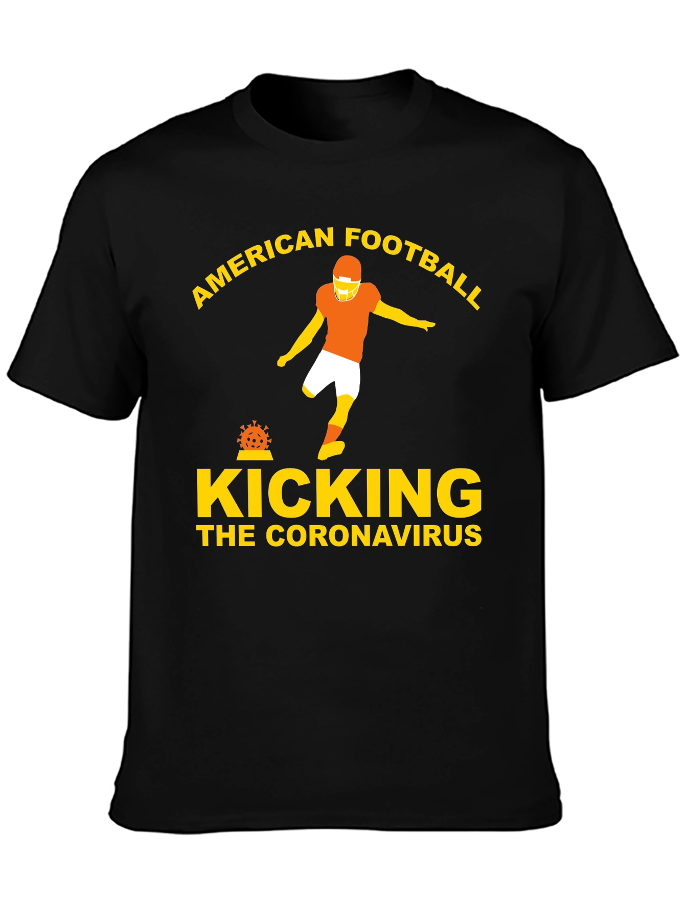 Black American Football Kicking Coronavirus Graphic Tee view 3