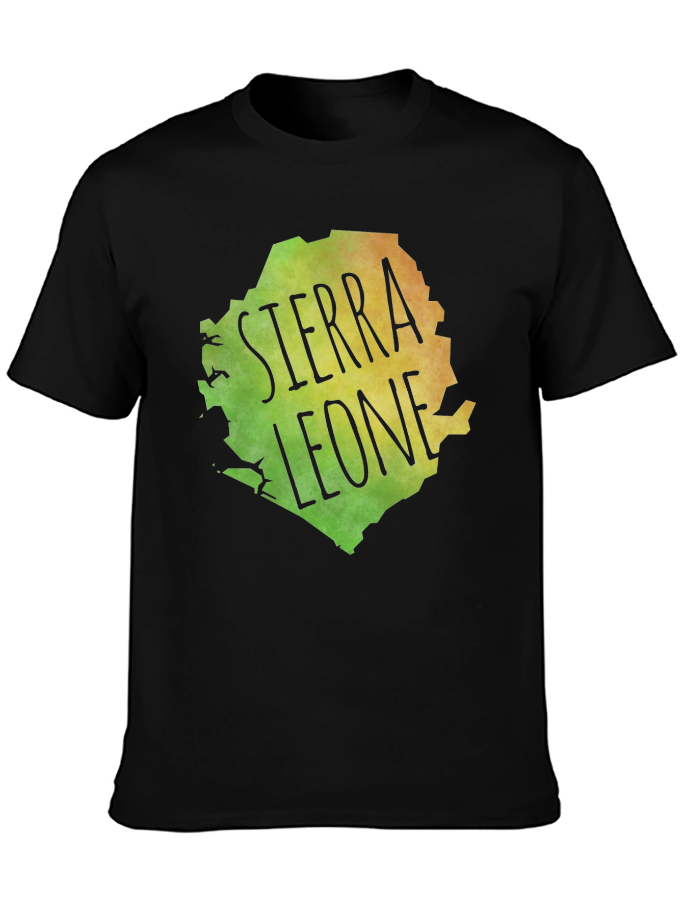 Black Sierra Leone Map Graphic Tee - Black Cotton Blend view 3