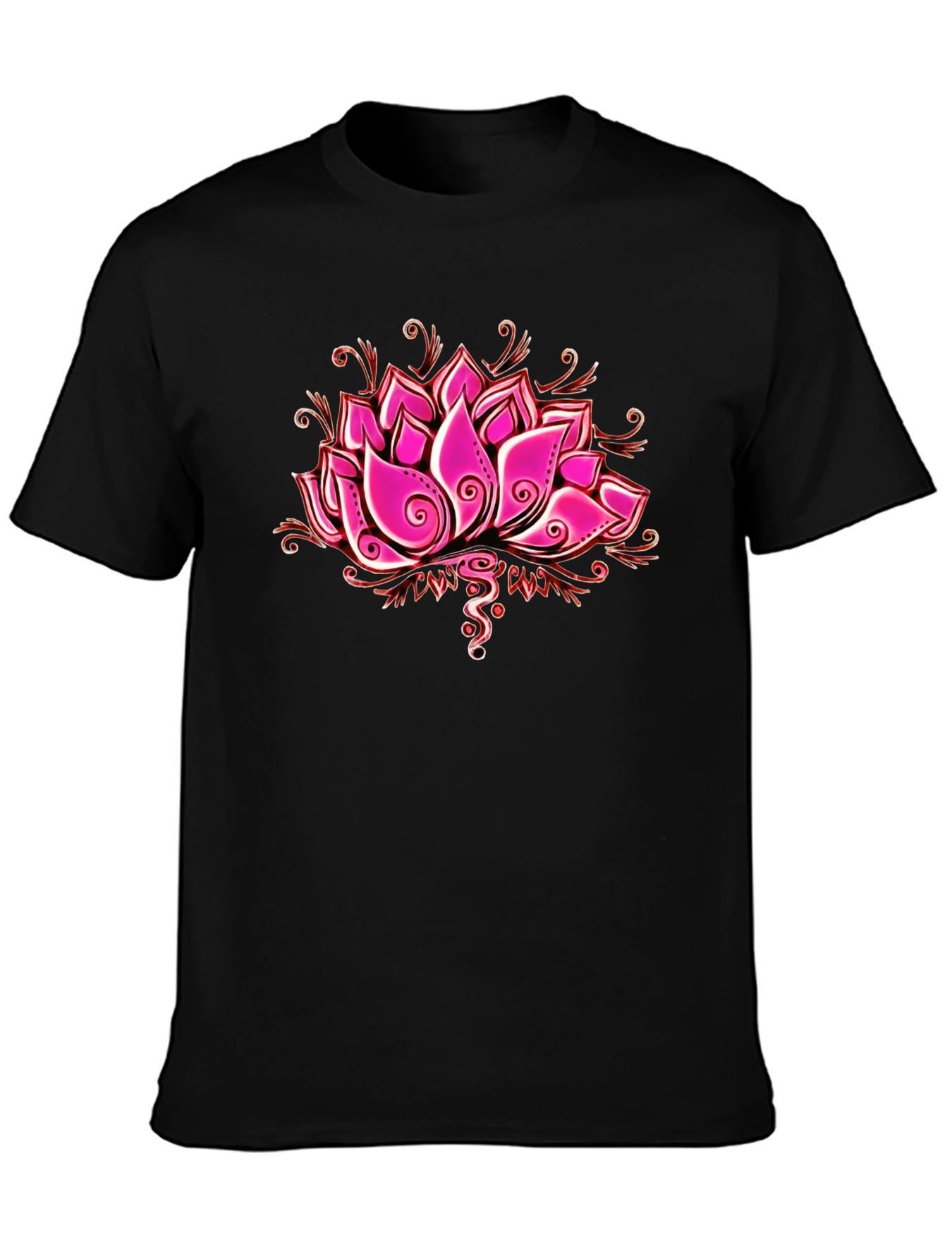 Black Lotus Flower Graphic T-Shirt view 3