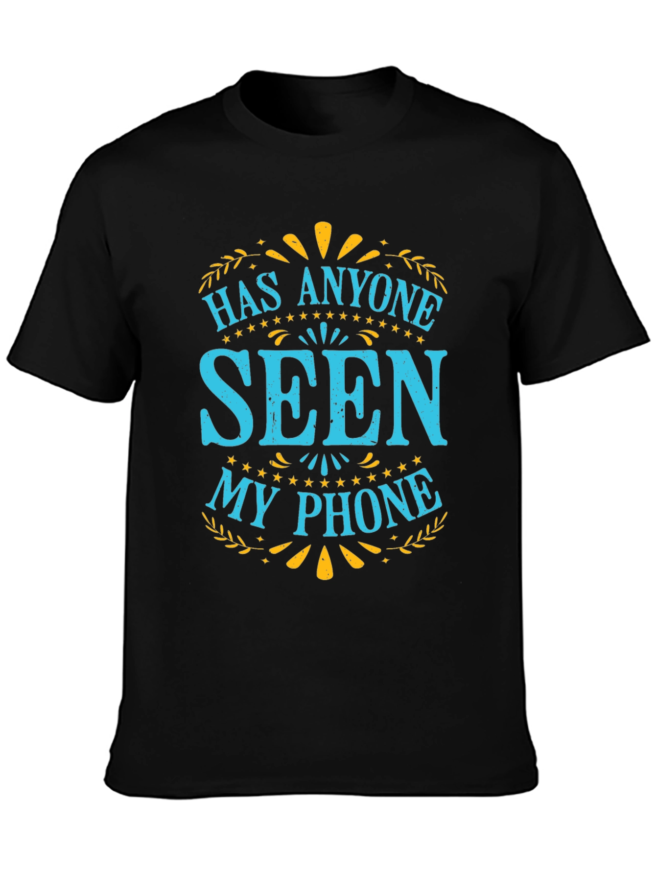 Black Funny Lost Phone Graphic Tee view 3