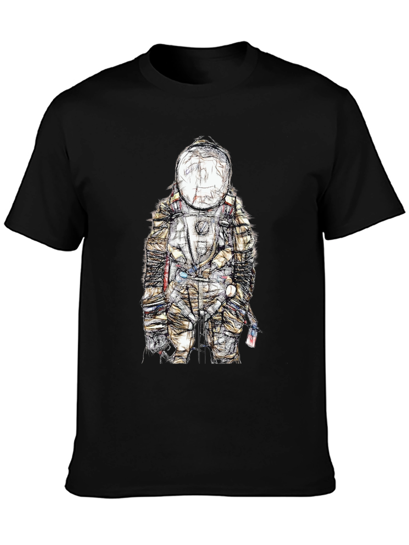 Black Astronaut Sketch Graphic Tee - Black view 3