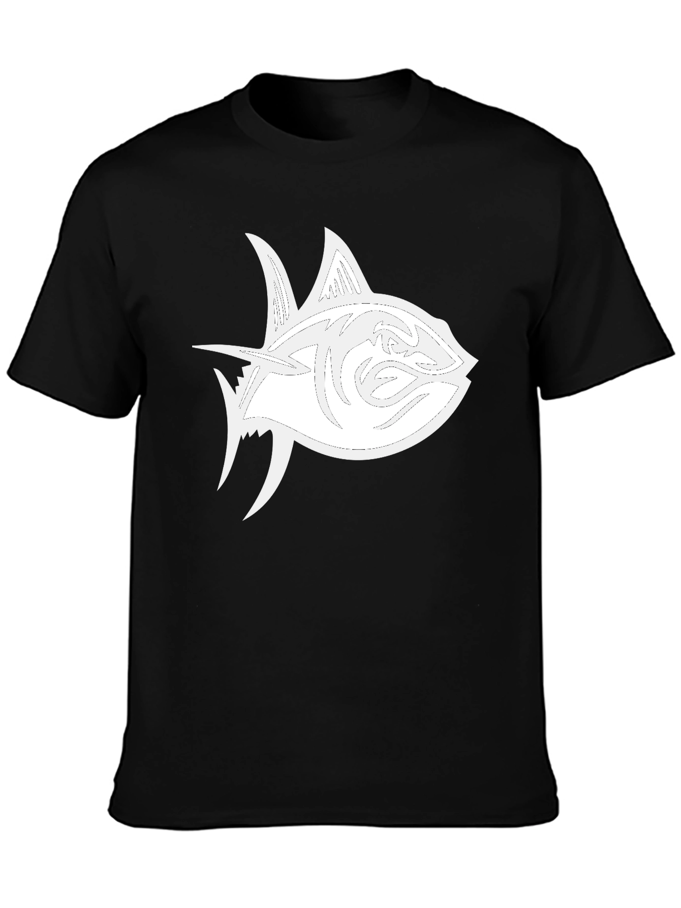 Black Black T-Shirt with White Tuna Fish Graphic view 3