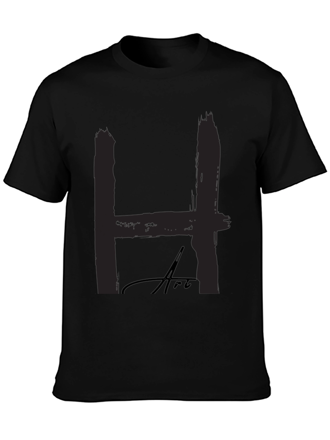 Black Bold "H" Art Black T-Shirt: Statement Style view 3