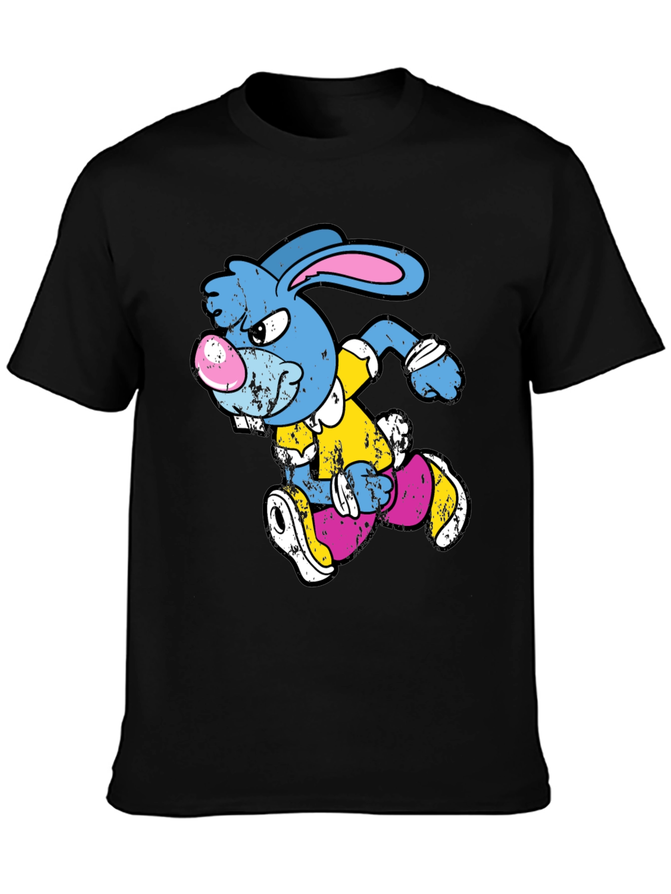 Black Running Rabbit Graphic T-Shirt - Black Cotton Tee view 3