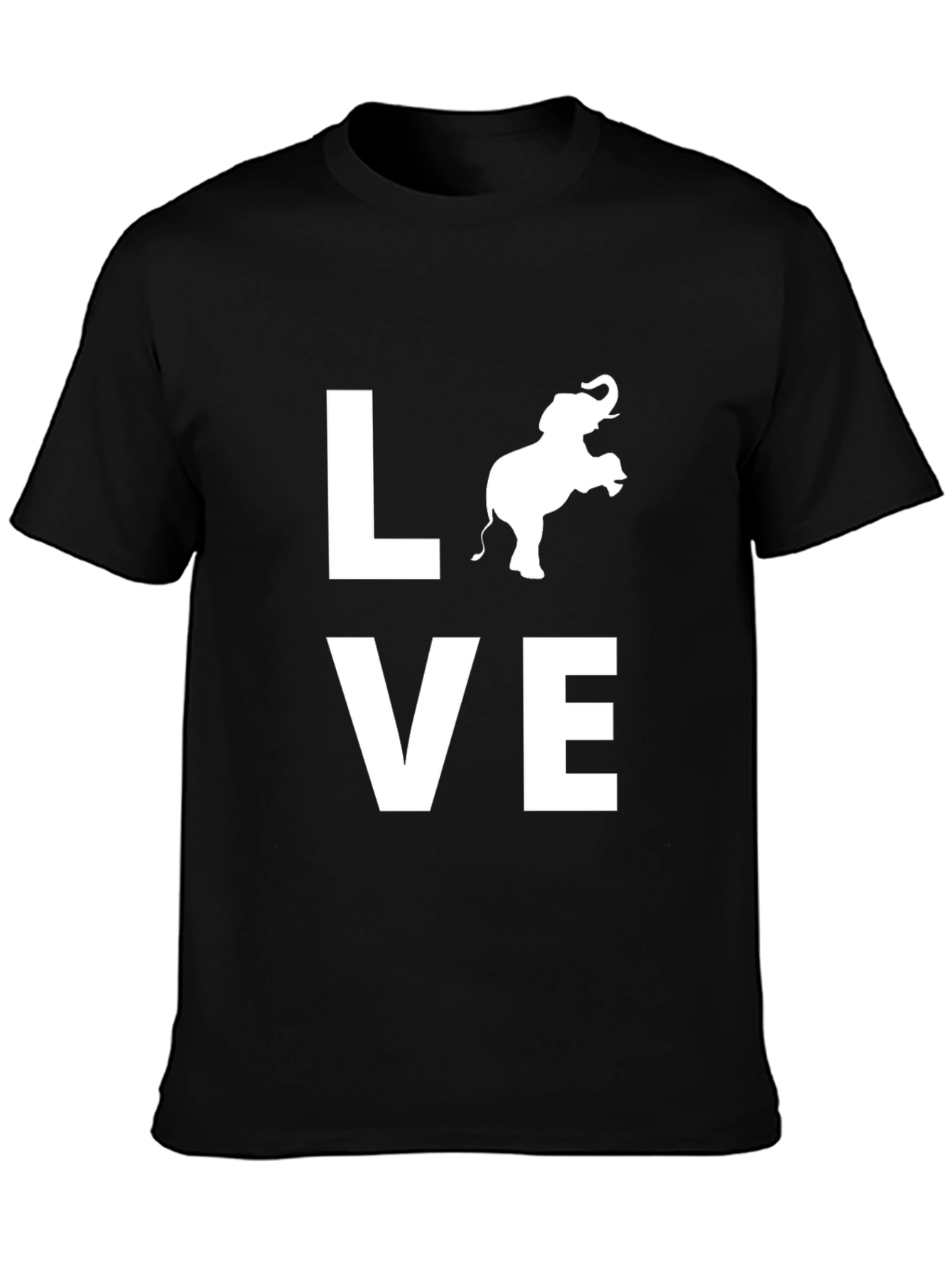 Black Love Elephant Graphic Black T-Shirt view 3