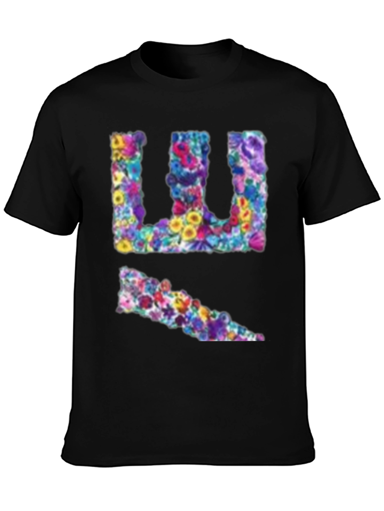 Black Floral Initial T-Shirt - Stylish Custom Tee view 3