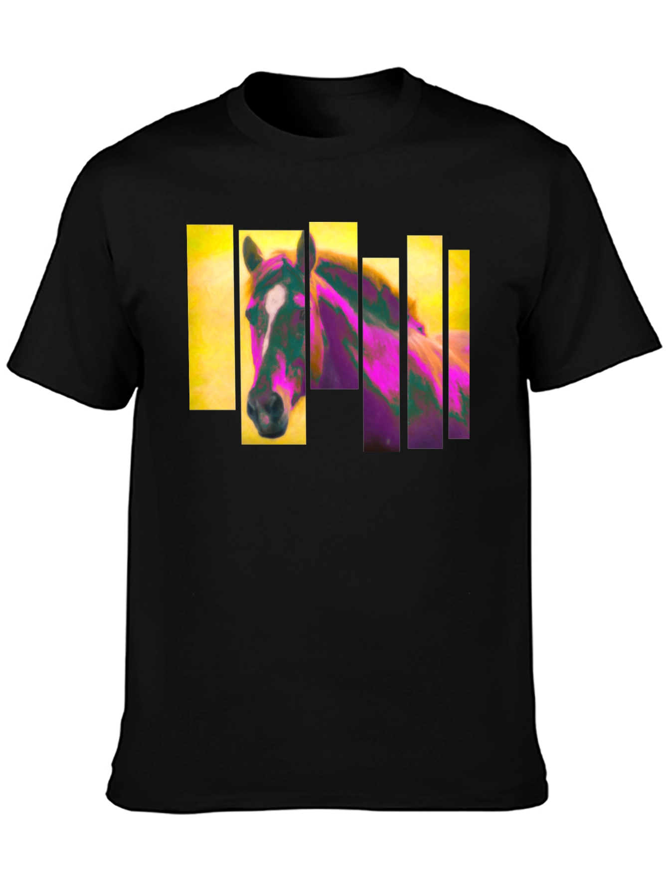 Black Abstract Horse Graphic Black T-Shirt view 3