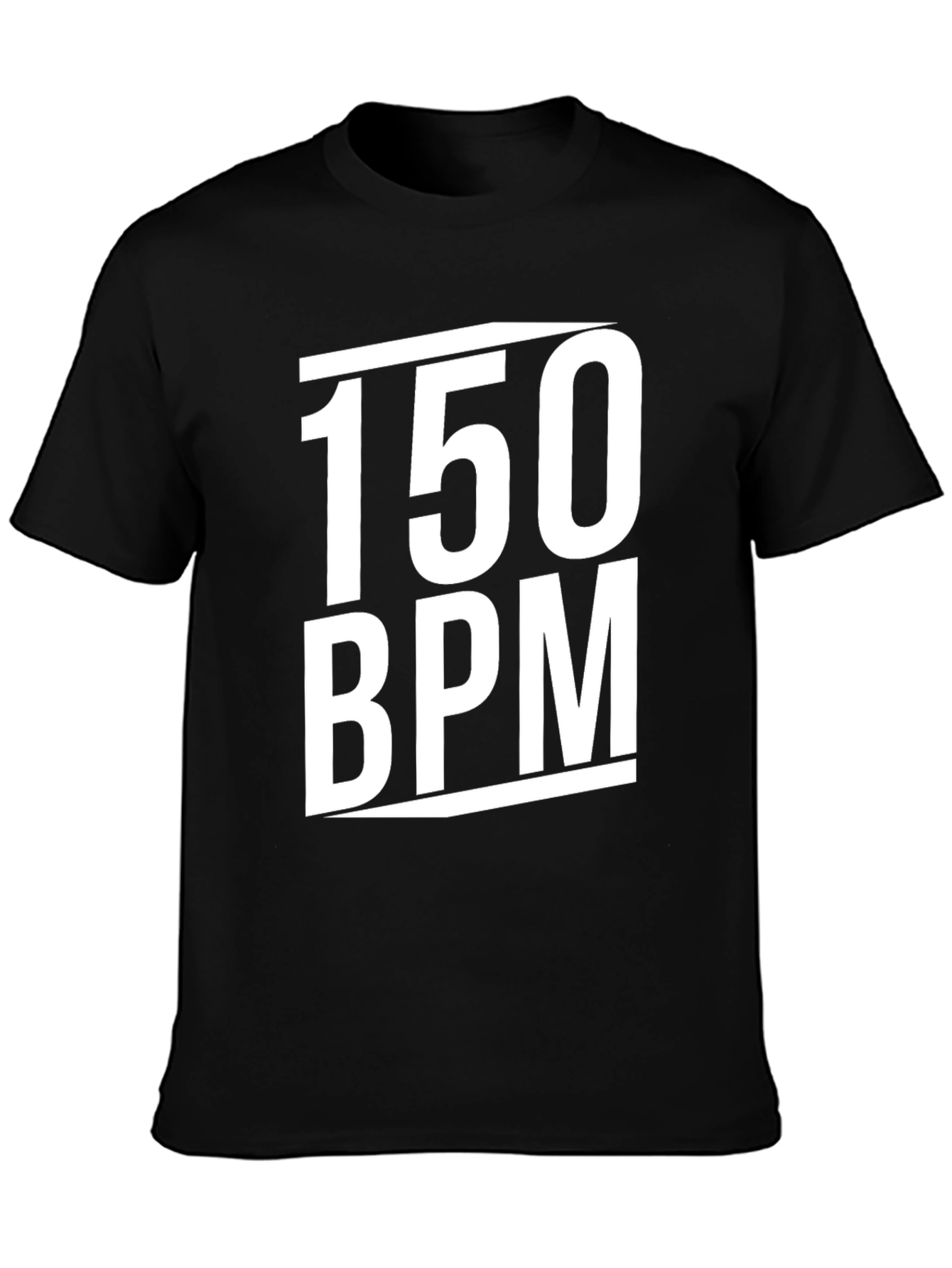 Black 150 BPM Graphic T-Shirt - Black Crew Neck view 3