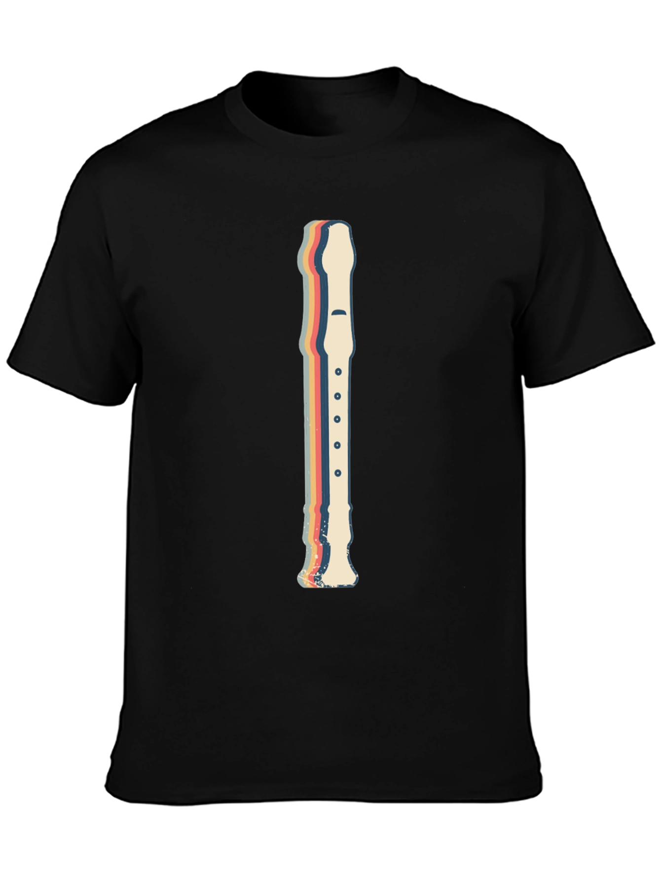 Black Retro Recorder Music T-Shirt - Black view 3
