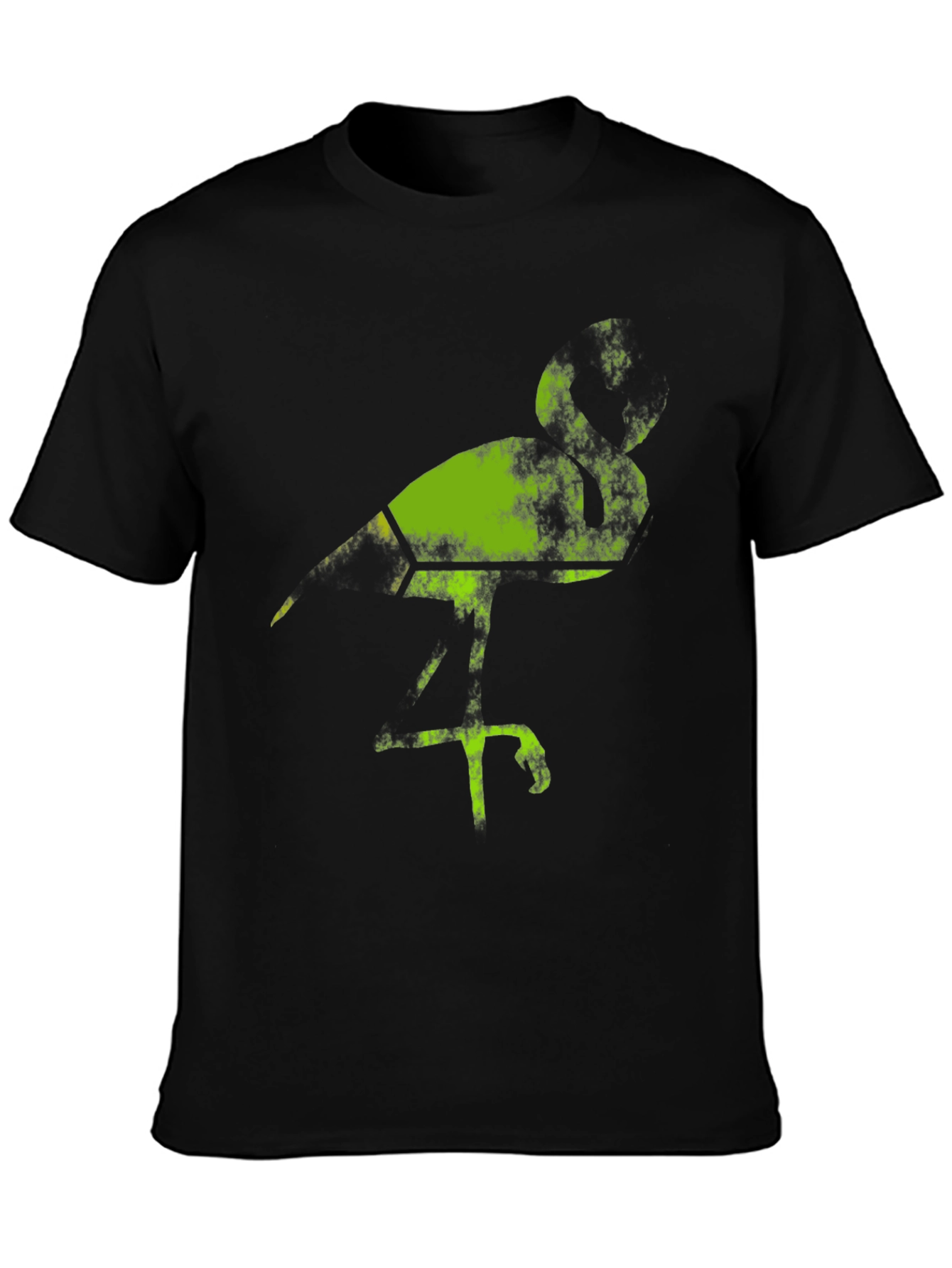 Black Green Bird Graphic Black T-Shirt view 3