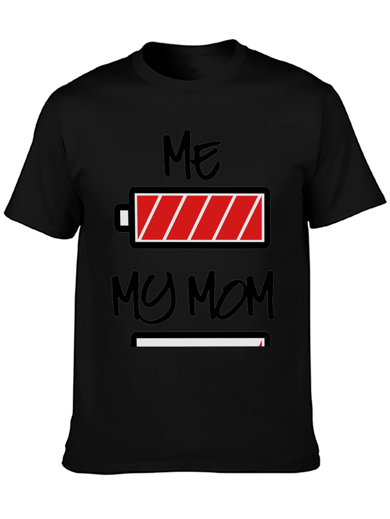 Black Me My Mom Funny Battery Graphic T-Shirt view 3