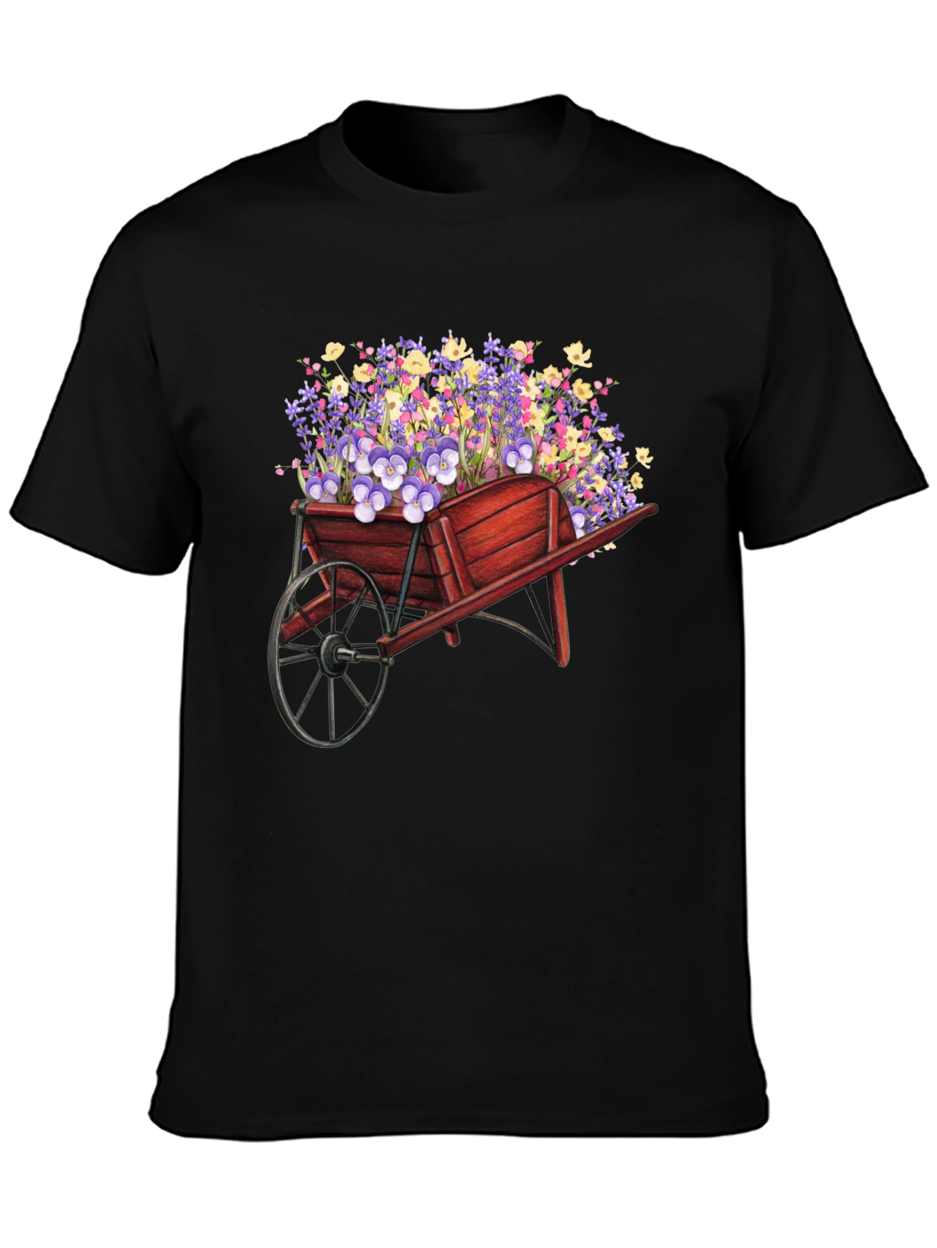 Black Floral Wheelbarrow Graphic Tee view 3